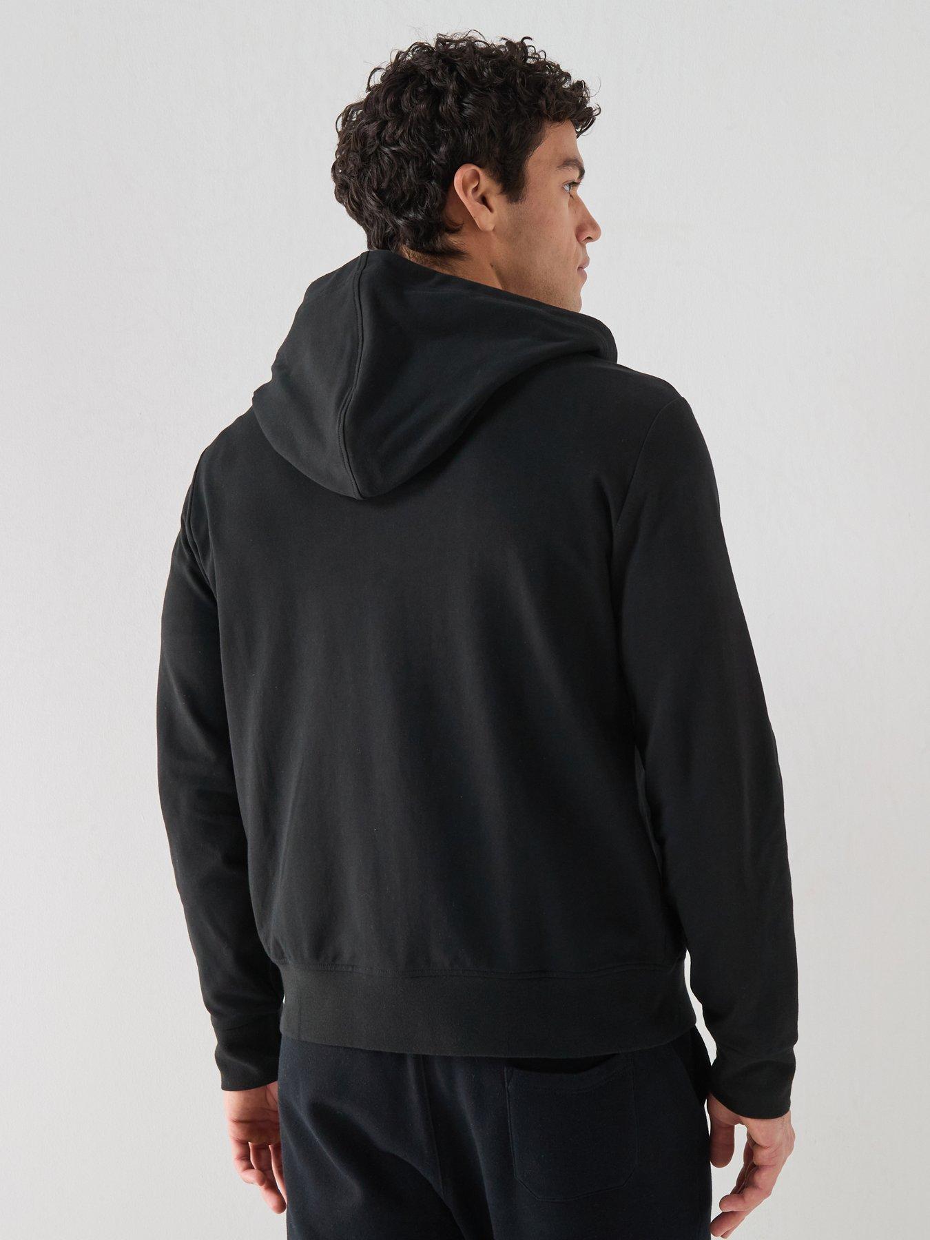 Image 2 of 6 of Polo Ralph Lauren Zip Through Loungewear Hoodie - Black