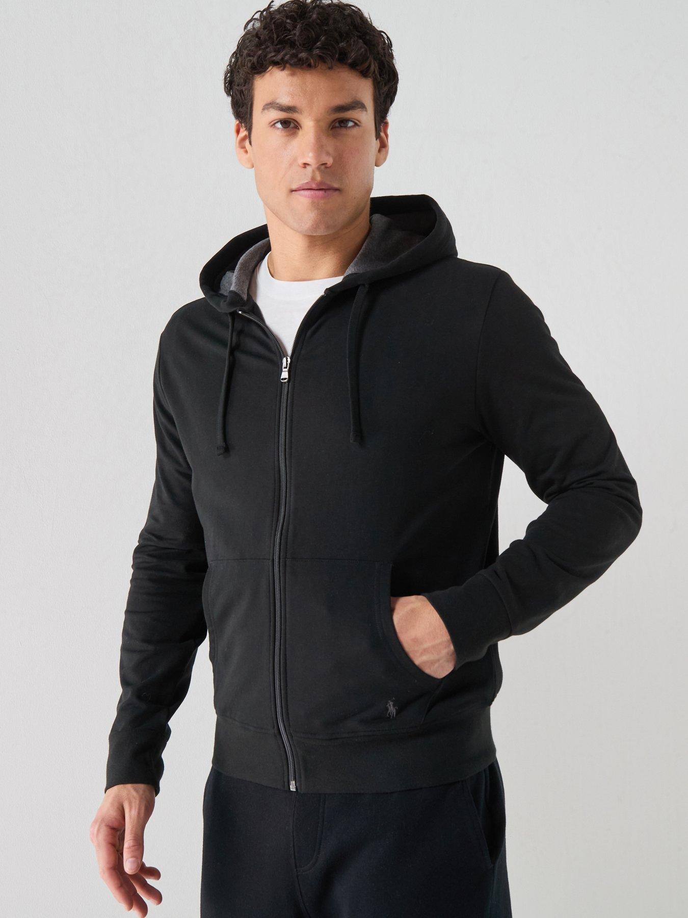 Image 4 of 6 of Polo Ralph Lauren Zip Through Loungewear Hoodie - Black