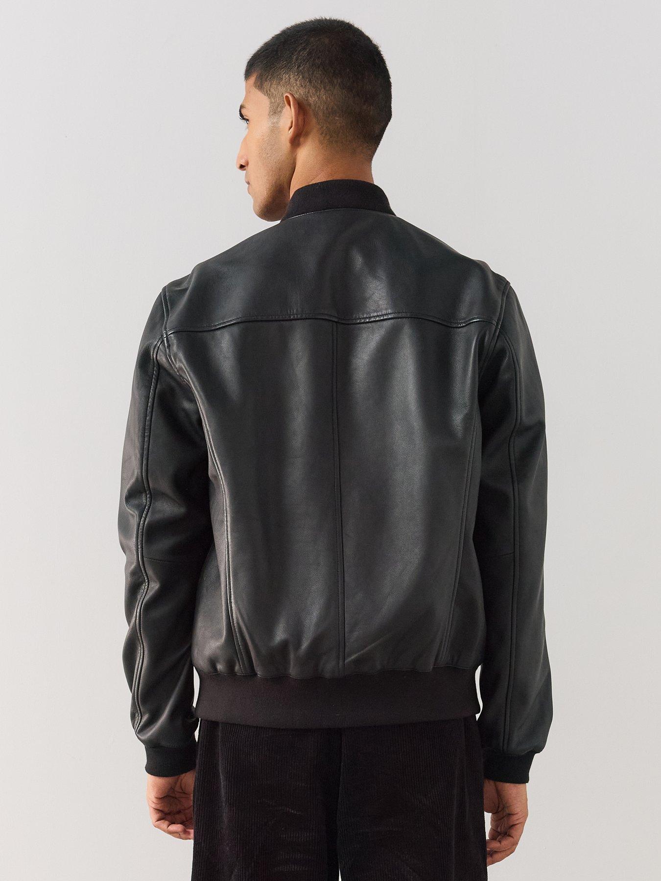 Image 2 of 6 of The Very Collection Leather Bomber Jacket - Black