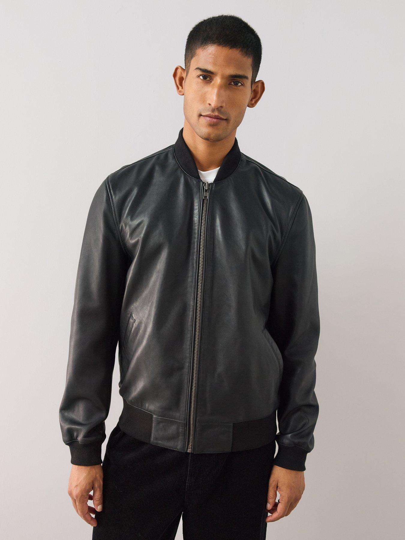 Image 6 of 6 of The Very Collection Leather Bomber Jacket - Black