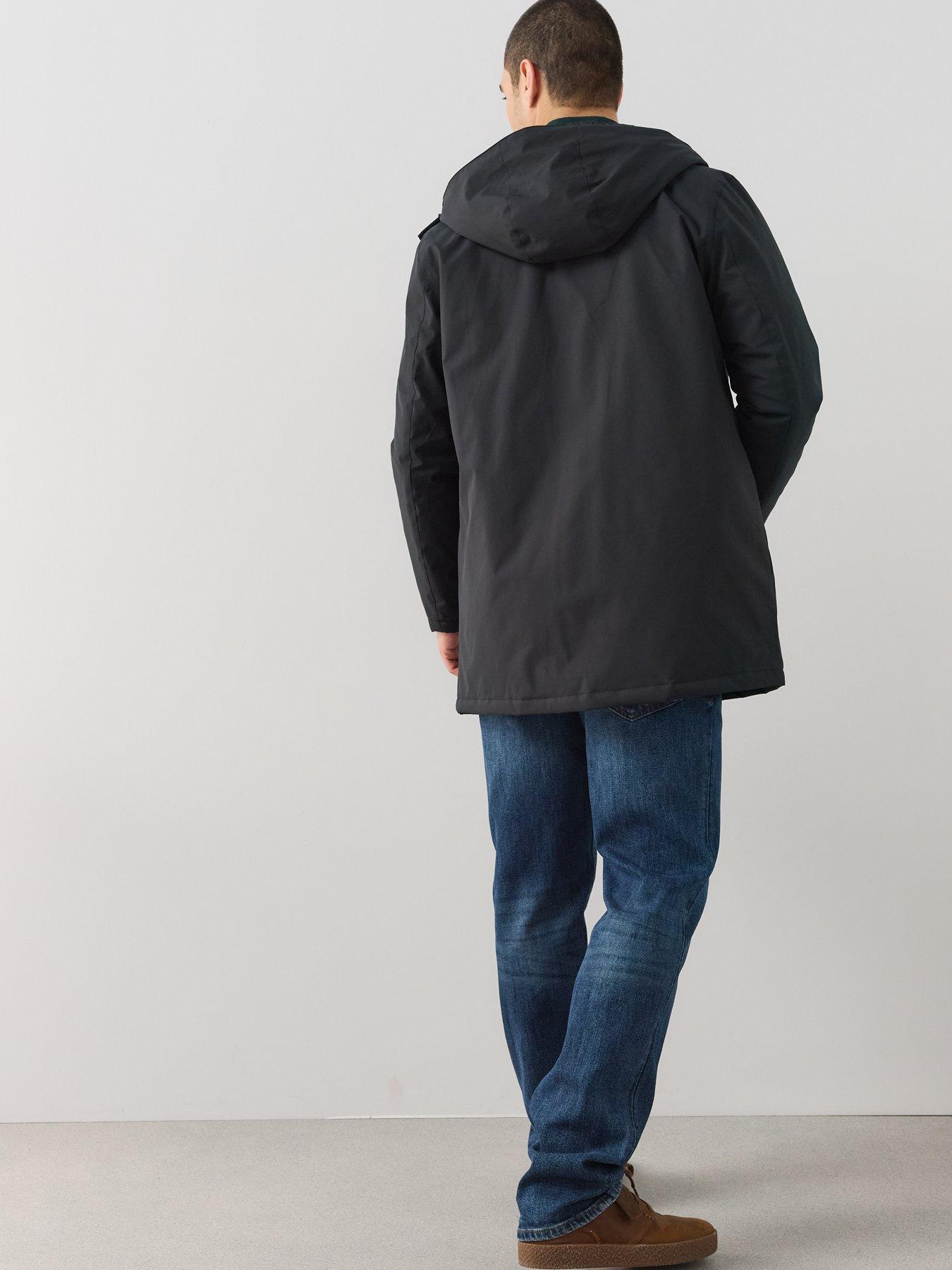 Image 2 of 7 of The Very Collection Shower Resistant Hooded Parka Coat - Black