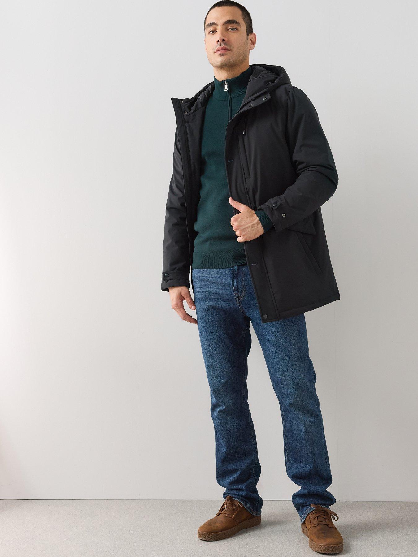 Image 3 of 7 of The Very Collection Shower Resistant Hooded Parka Coat - Black
