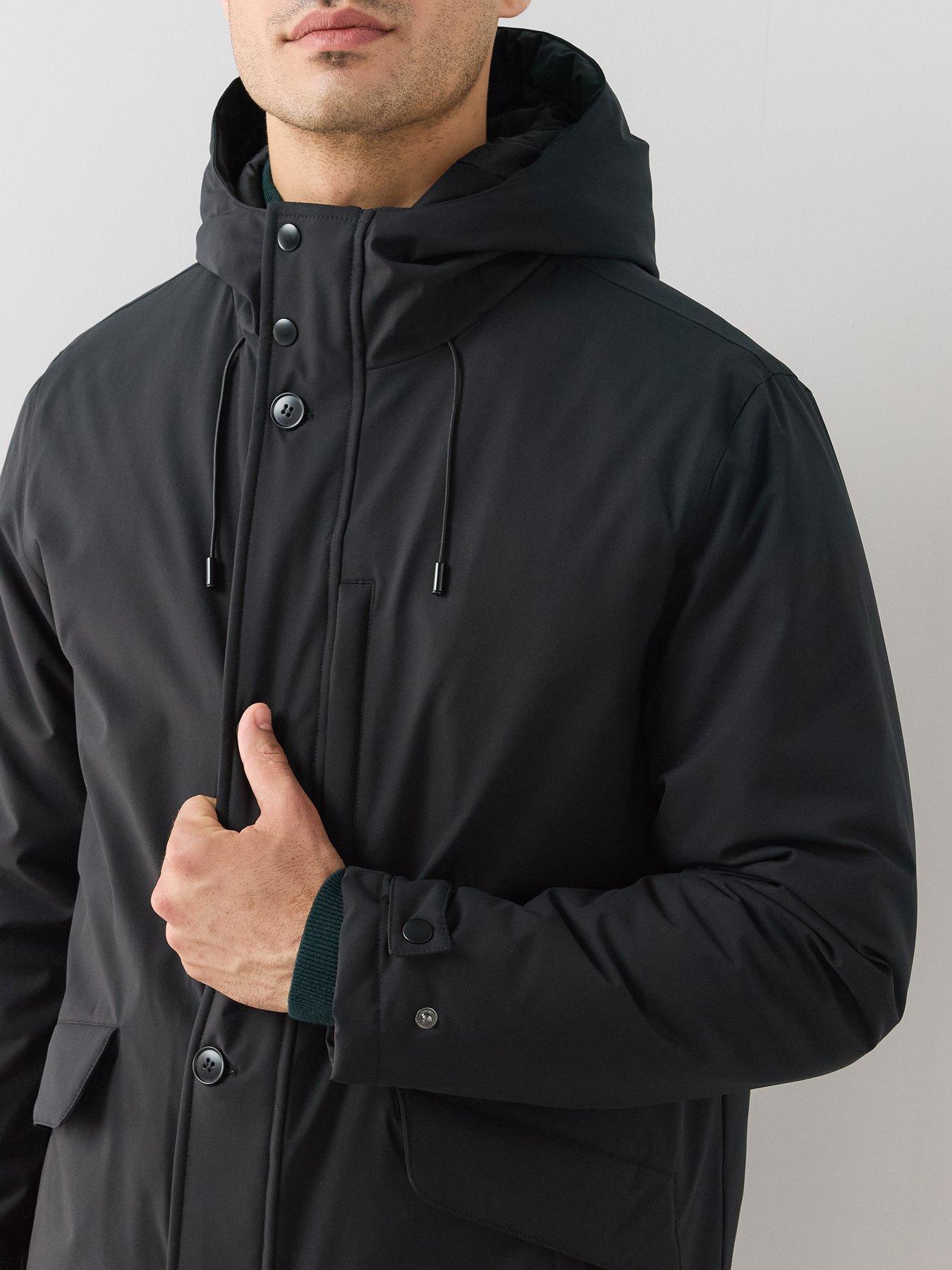 Image 4 of 7 of The Very Collection Shower Resistant Hooded Parka Coat - Black