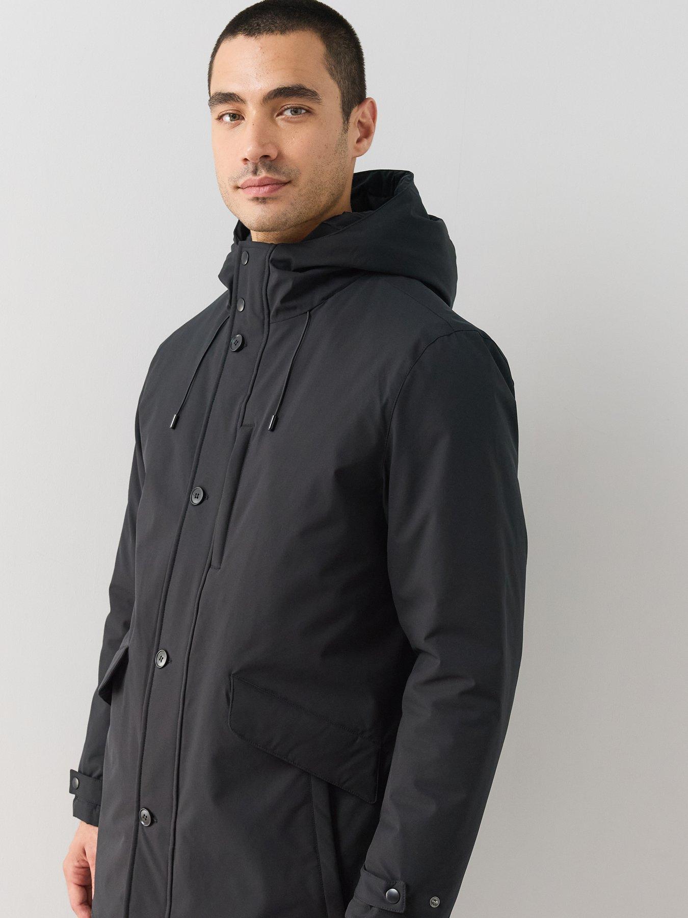 Image 5 of 7 of The Very Collection Shower Resistant Hooded Parka Coat - Black
