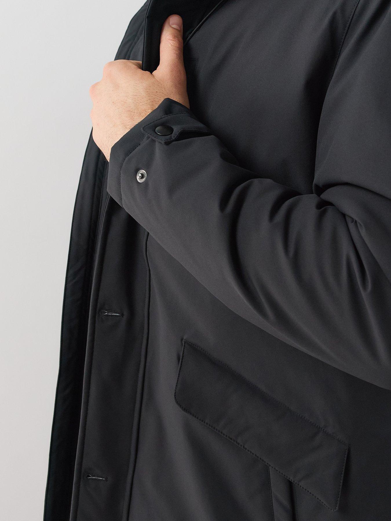 Image 6 of 7 of The Very Collection Shower Resistant Hooded Parka Coat - Black