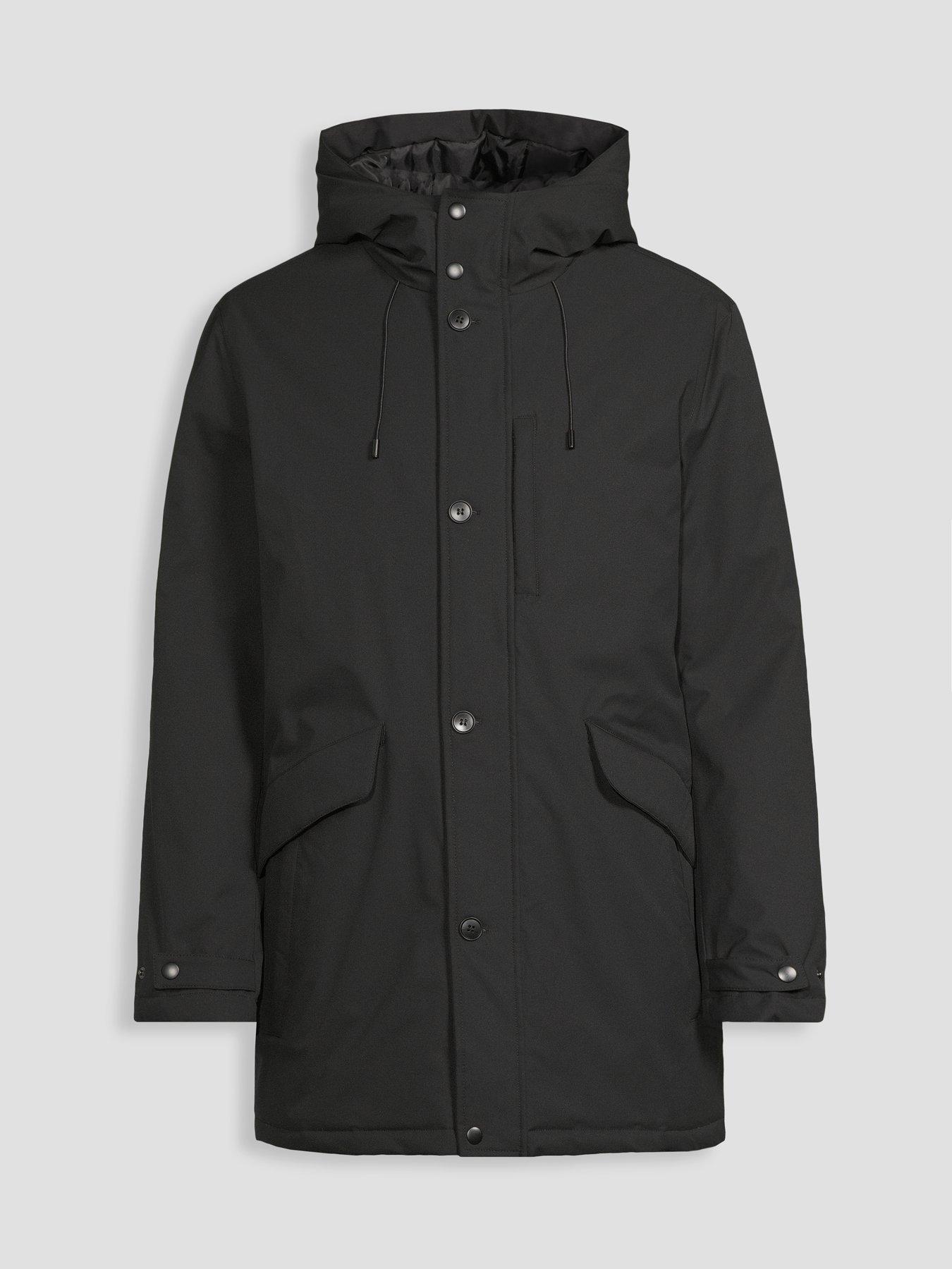 Image 7 of 7 of The Very Collection Shower Resistant Hooded Parka Coat - Black