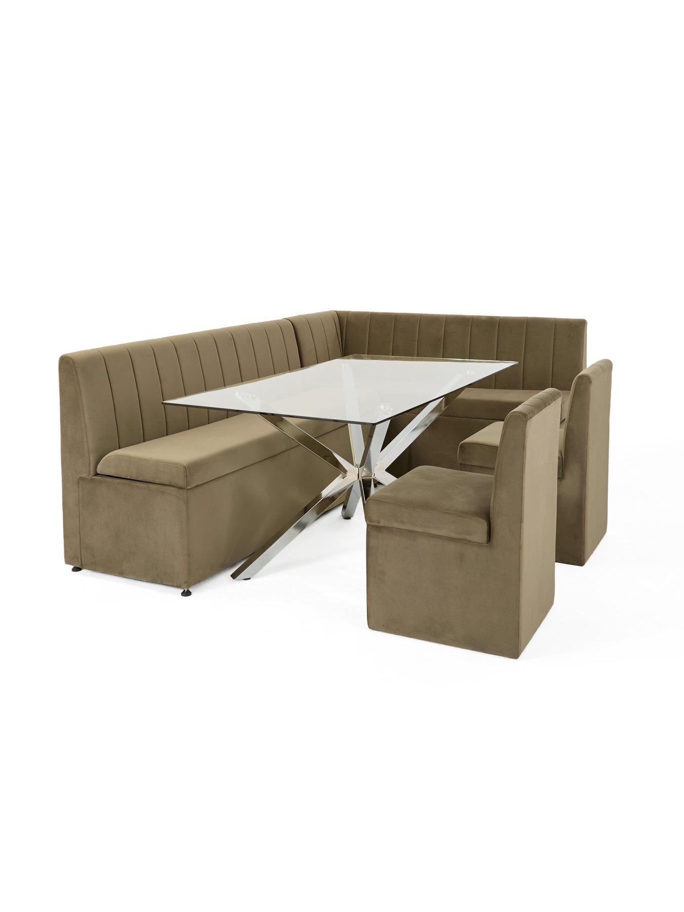 Image 3 of 7 of The Very Collection Sander Corner Storage Bench&nbsp;with Chopstick 160 cm Chrome&nbsp;Rectangular Dining Table and&nbsp;2 Sander Chairs - Moss Green/Chrome