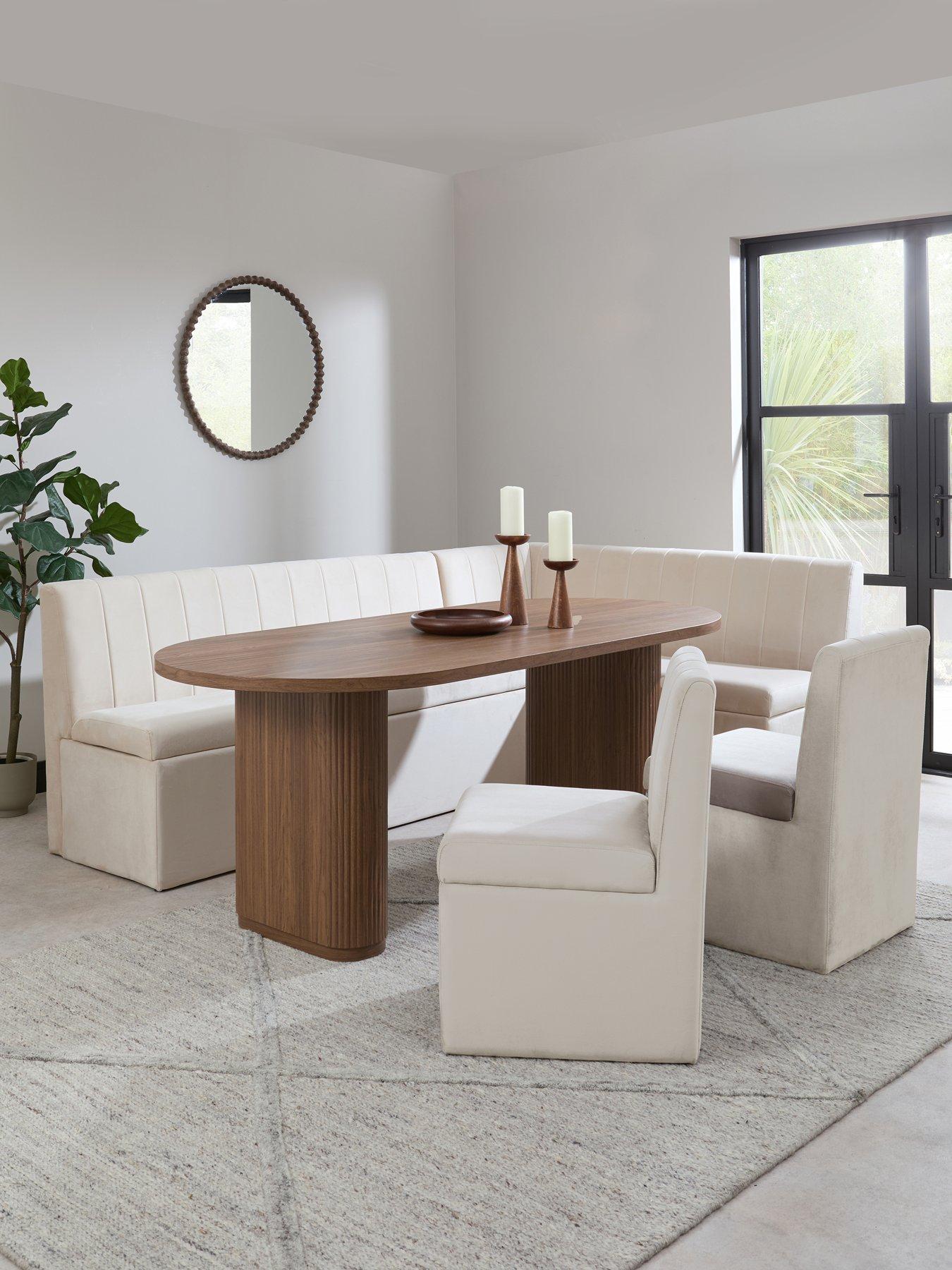 The Very Collection Sander Corner Storage Bench With Carina 200cm Table  &  2 Sander Chairs - Beige - FSC® Certified