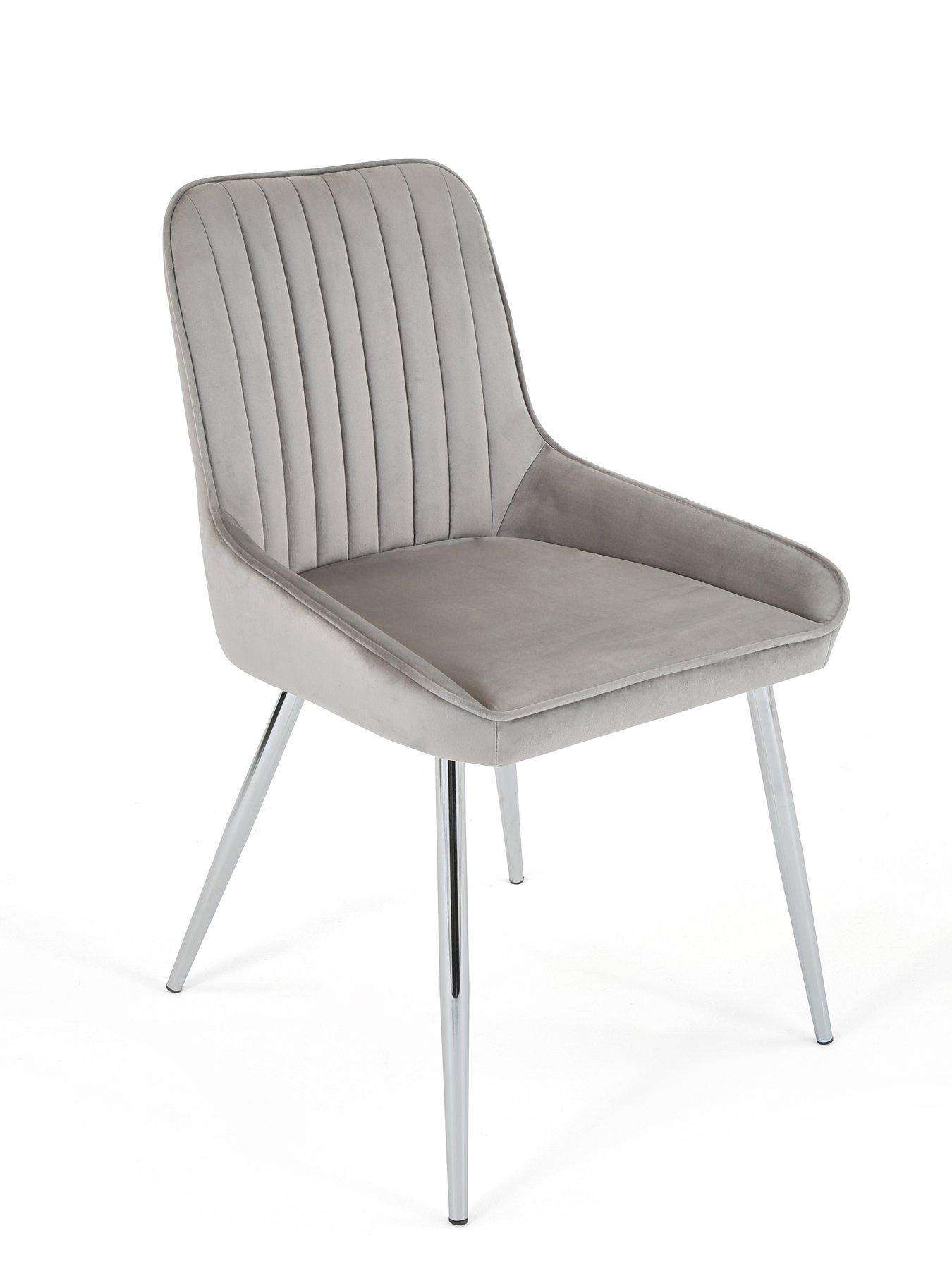  image of the-very-collection-chopstick-chrome-160-cm-rectangular-glass-topnbspdining-table-nbsp6-alisha-greychrome-chairs