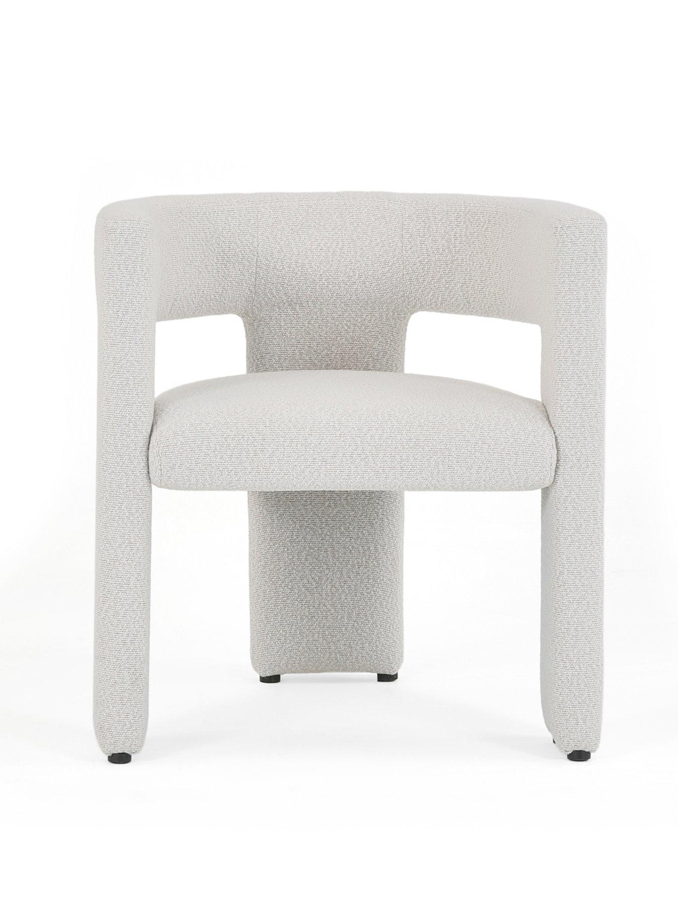 Image 5 of 6 of The Very Collection Chopstick 120cm Brass Dining Table &amp; 4 Nell Boucle Dining Chairs