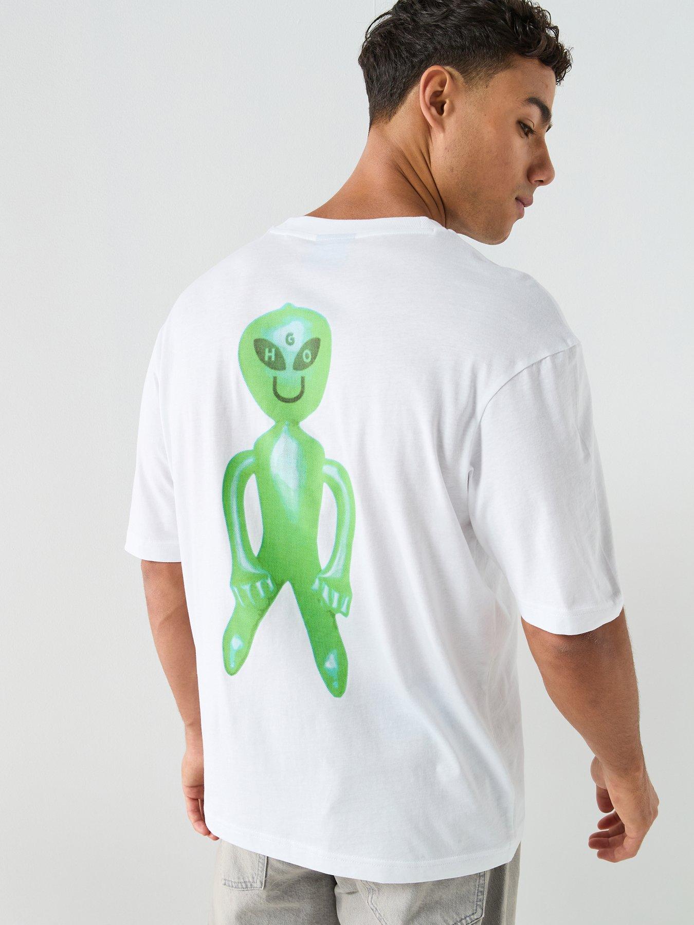 HUGO Blue Nufotee Alien Print T-Shirt - White