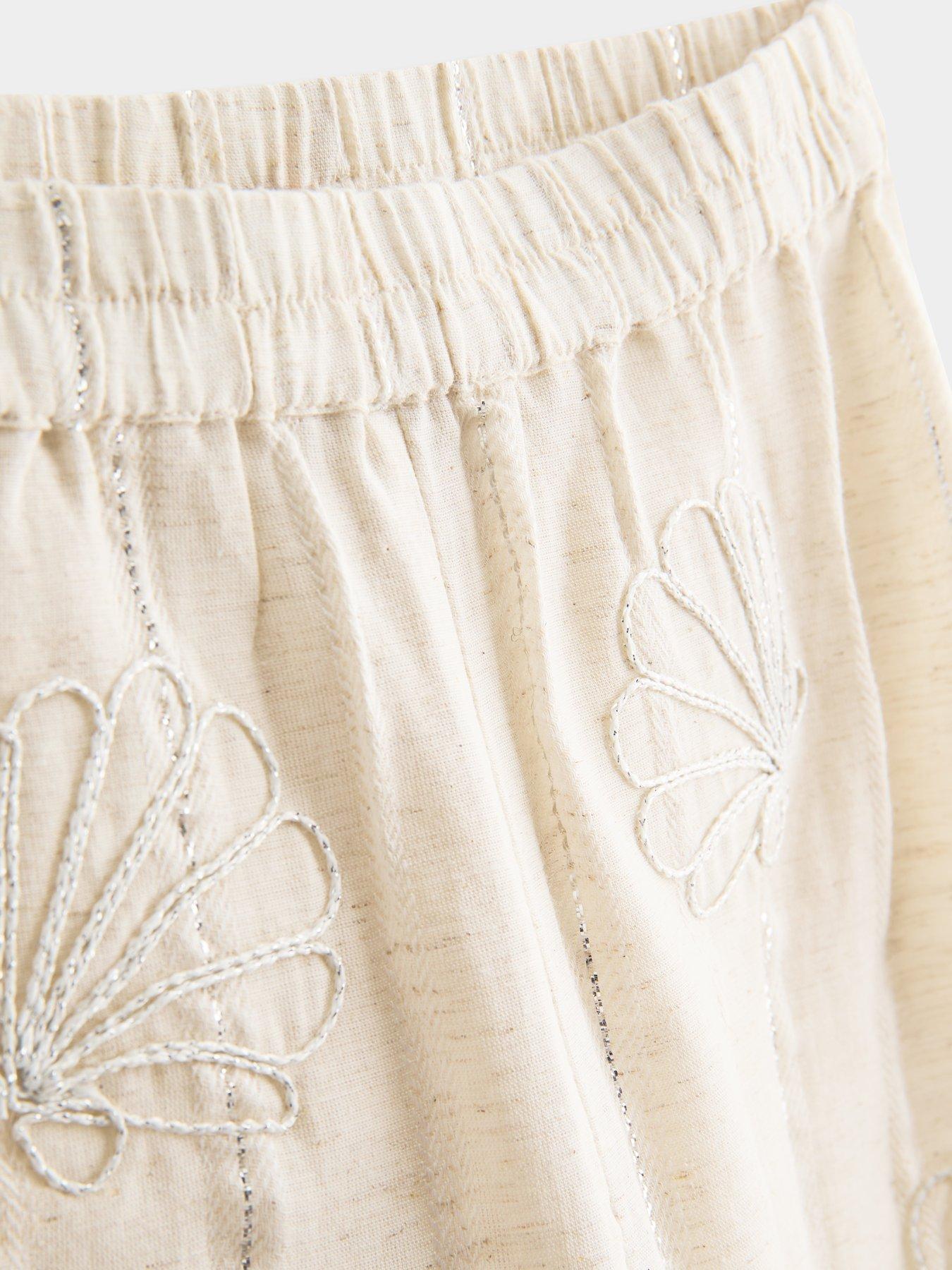 Image 4 of 4 of The Very Collection Girls Stripe And Embroidered Top And Short Outfit - Beige