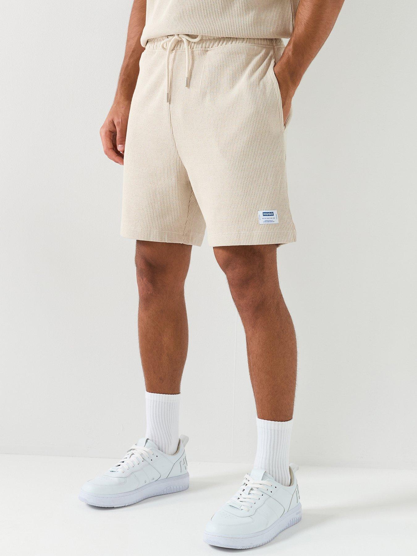 HUGO Blue Nuwafflo Loose Fit Sweat Shorts - Beige