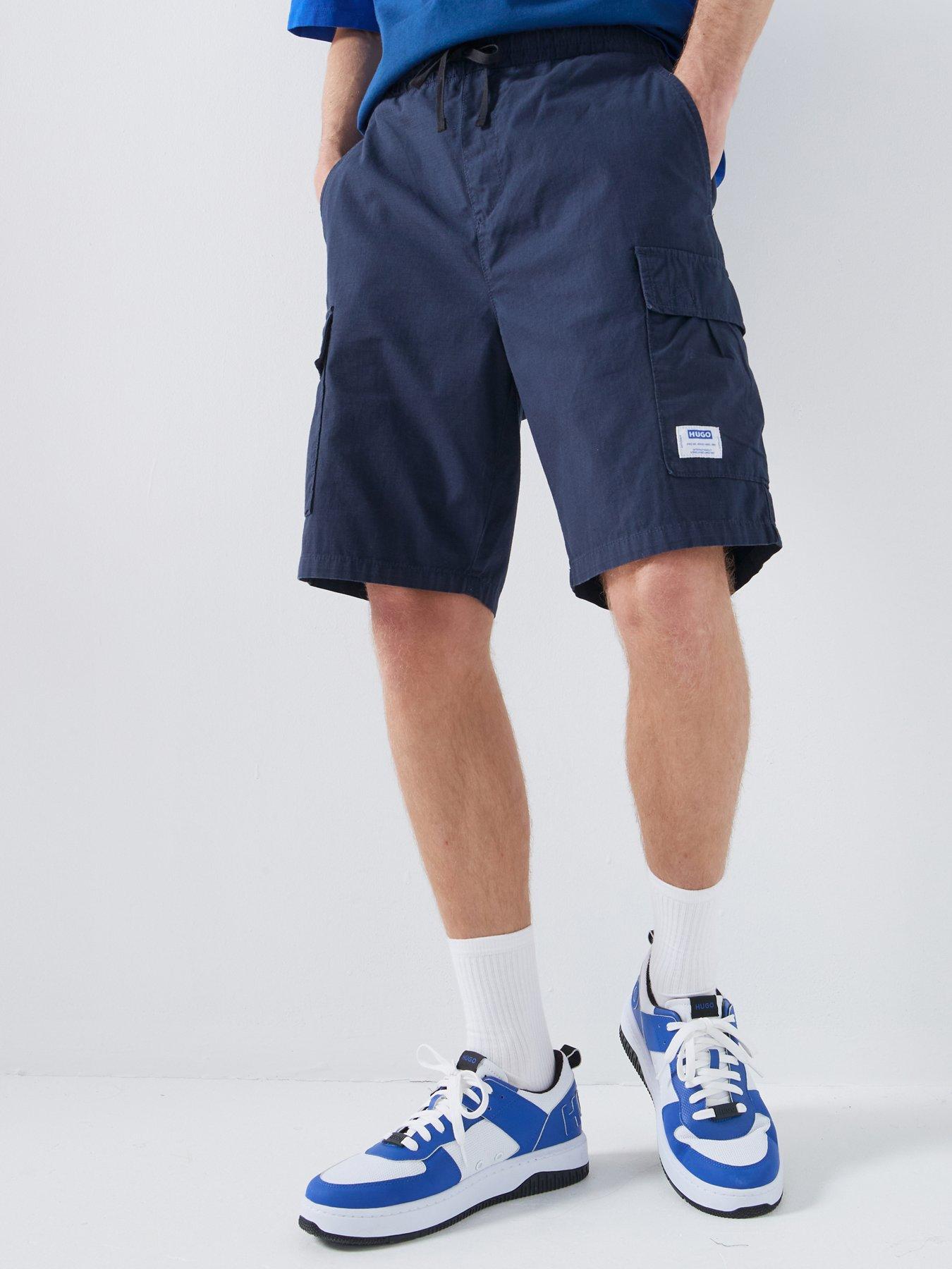 HUGO Relaxed-Fit Shorts in Cotton Ripstop - Blue