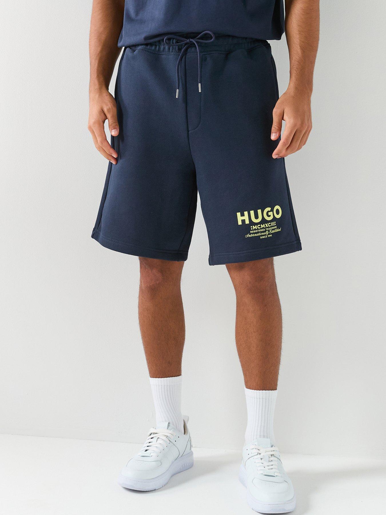 HUGO Nomario Loose Fit International Logo Sweat Shorts - Blue