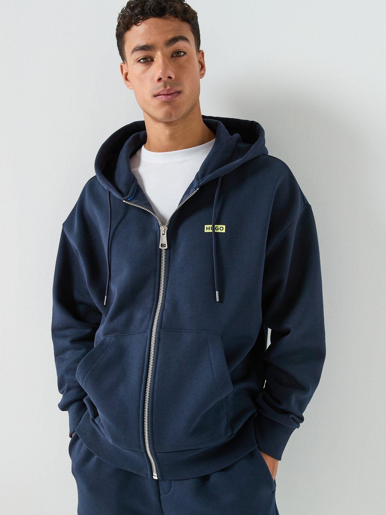 HUGO Nardimez International Logo Zip Through Hoodie - Blue