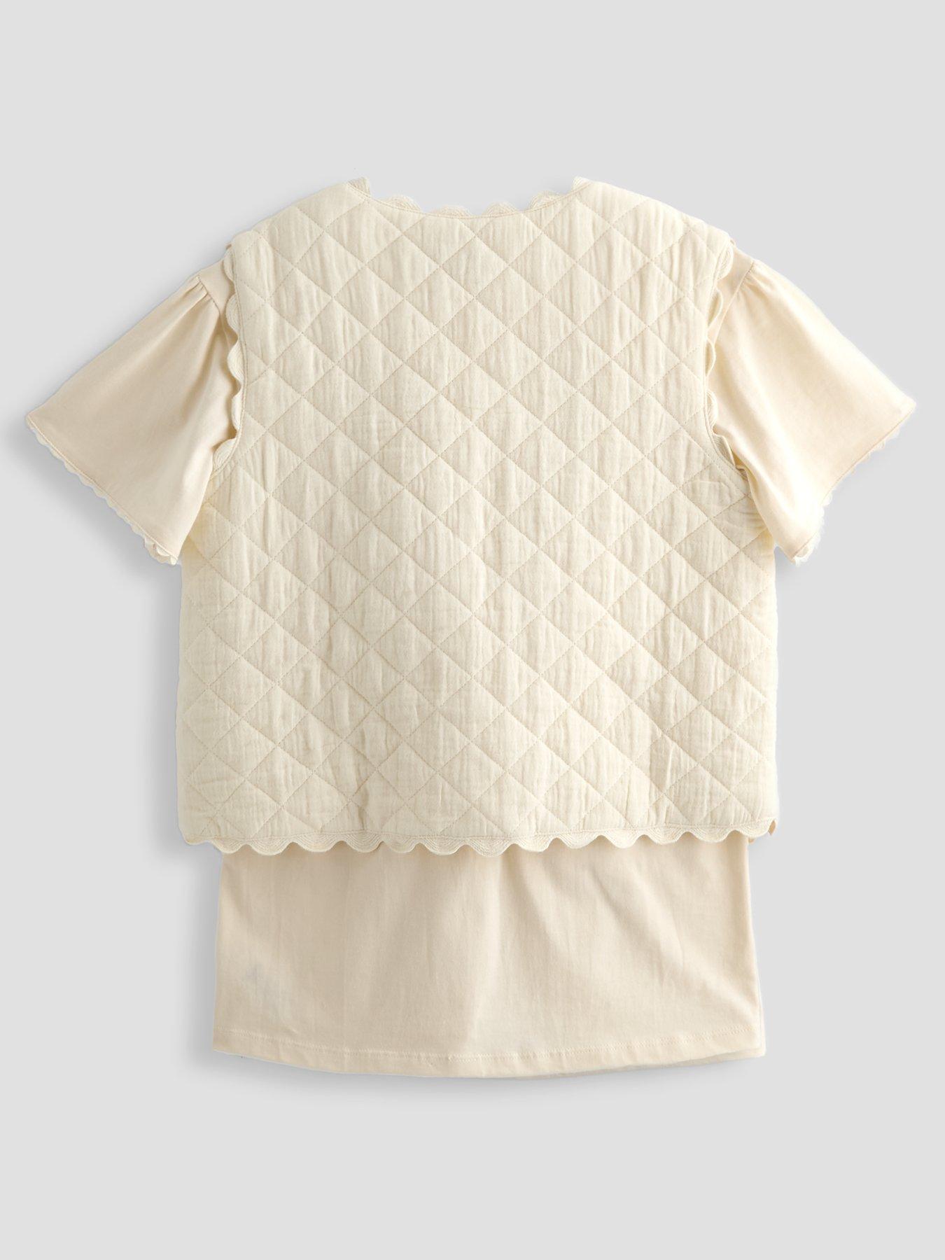 Image 2 of 6 of The Very Collection Girls Embroidered T-Shirt &amp; Embroidered Waistcoat Set - Off White
