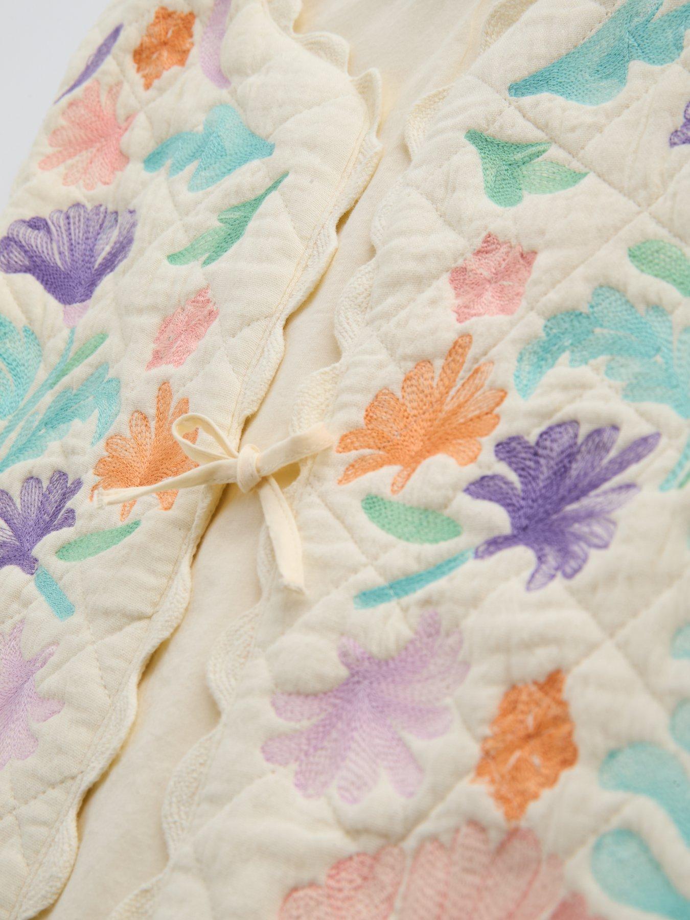 Image 5 of 6 of The Very Collection Girls Embroidered T-Shirt &amp; Embroidered Waistcoat Set - Off White
