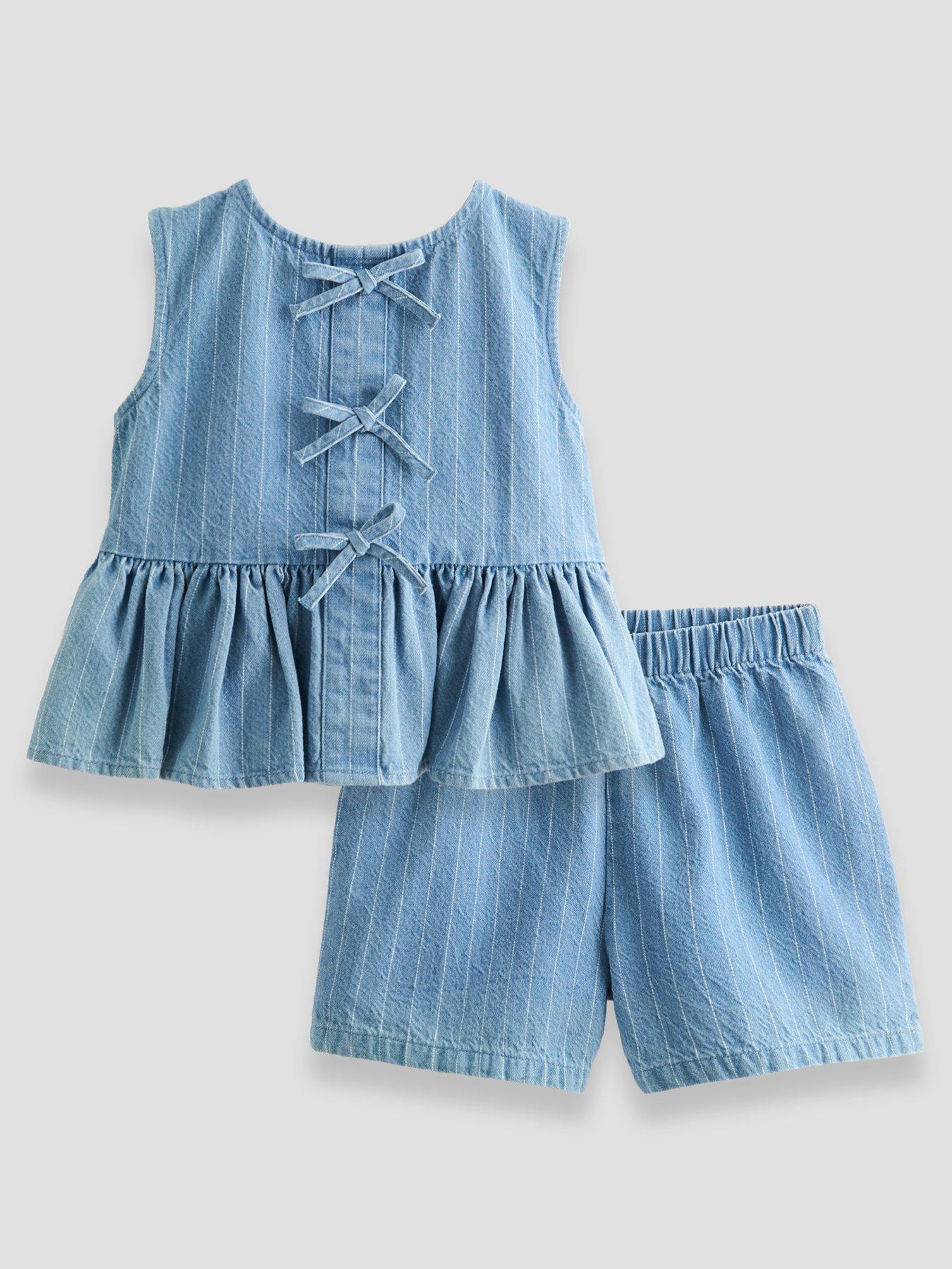 Image 1 of 6 of The Very Collection Girls Denim Short And Top Outfit - Blue