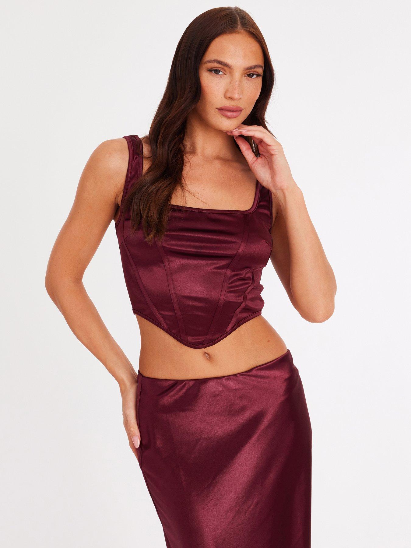 quiz-burgundy-high-waisted-satin-maxi-skirt