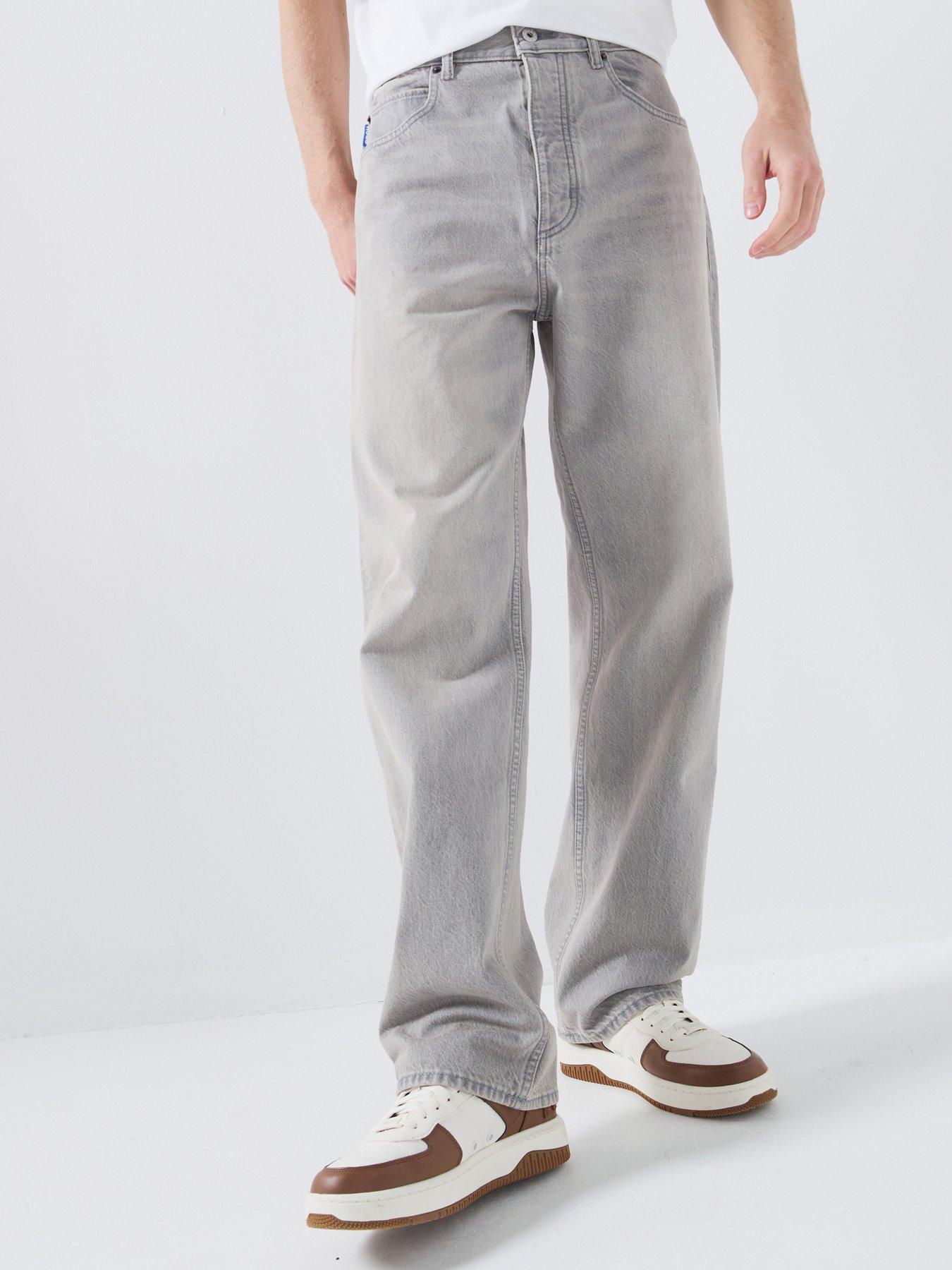 HUGO Blue Nate Baggy Fit Jeans - Grey