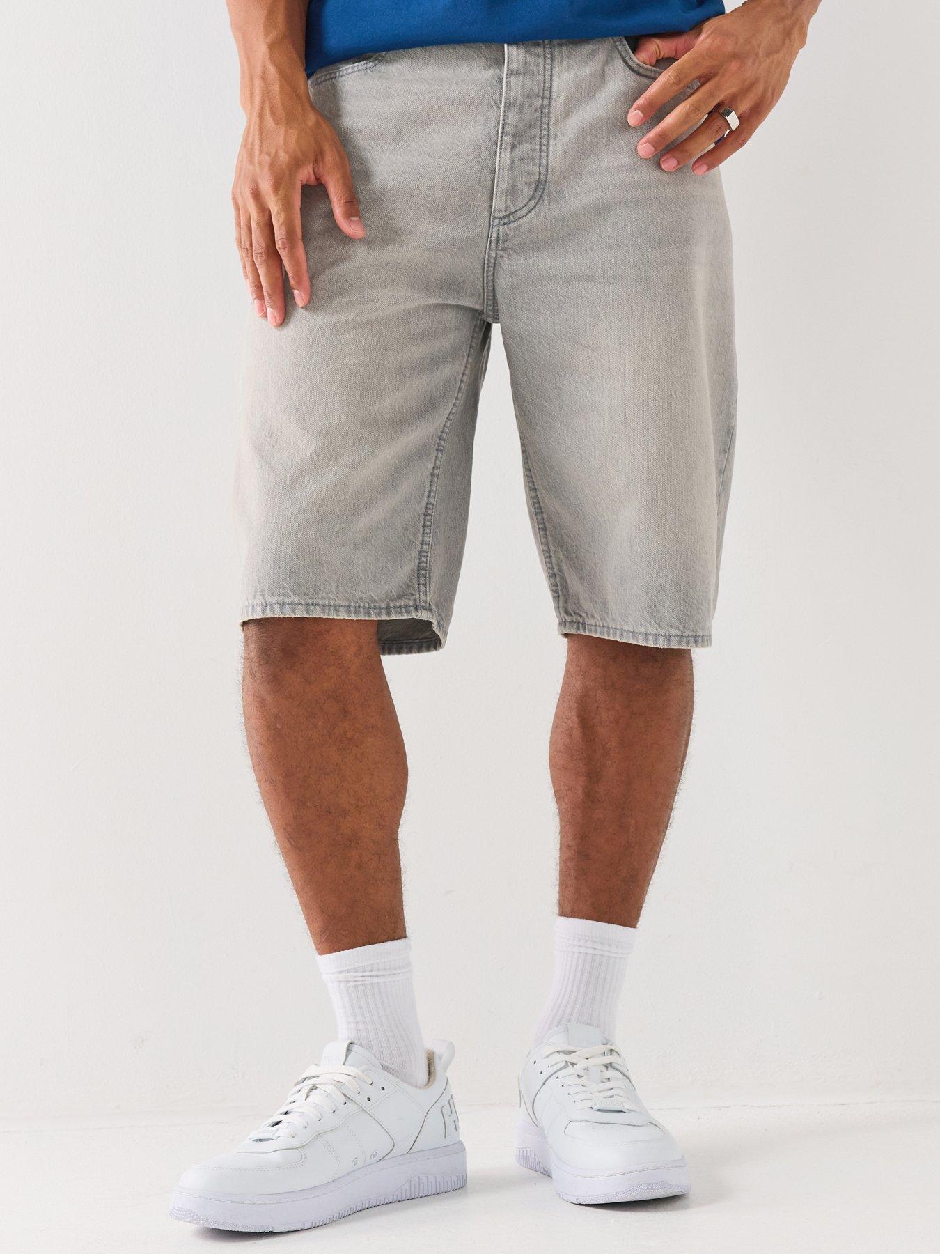 HUGO Blue Skate Straight Fit Denim Shorts - Grey