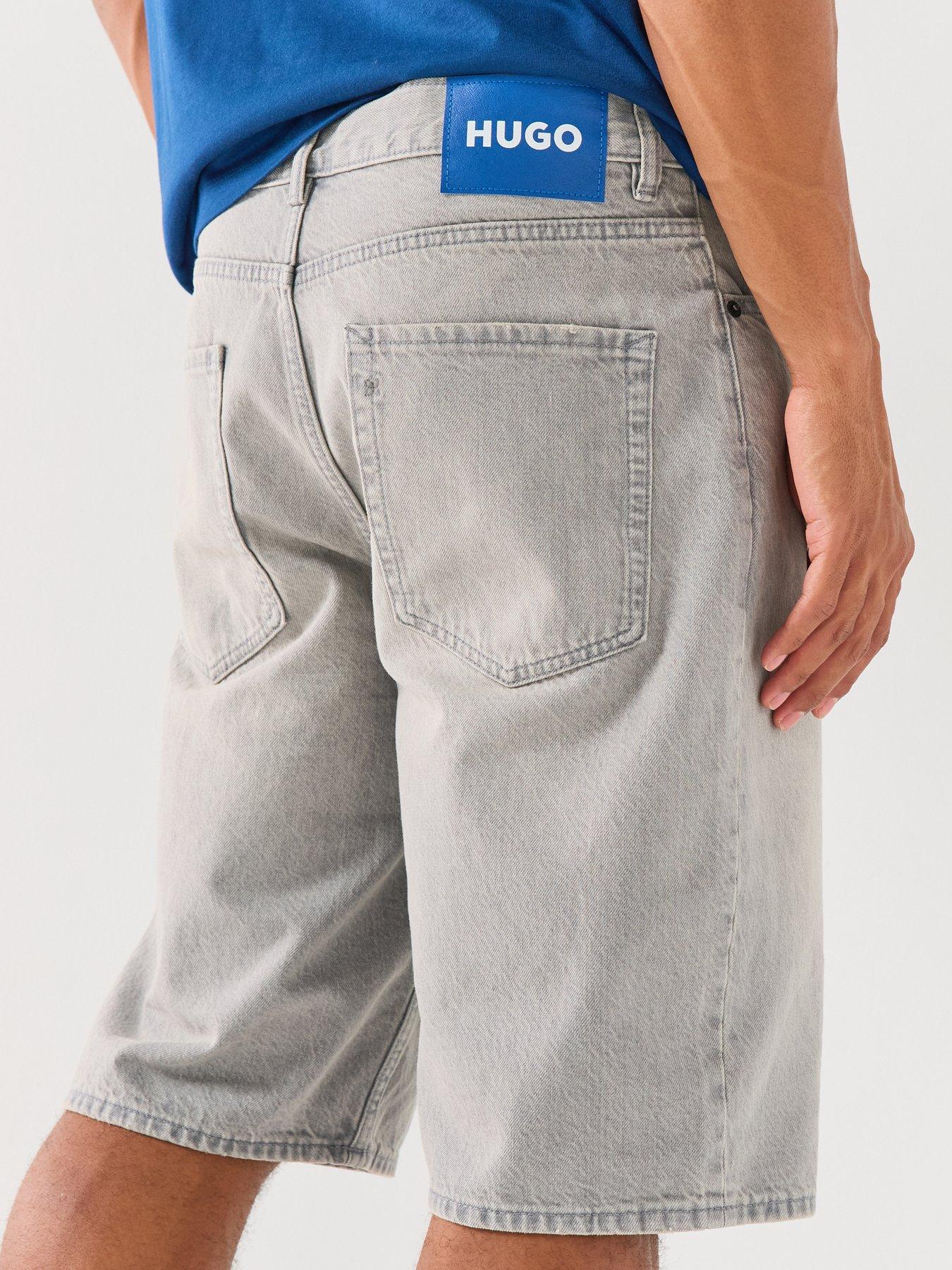 Image 4 of 5 of HUGO Blue Skate Straight Fit Denim Shorts - Grey