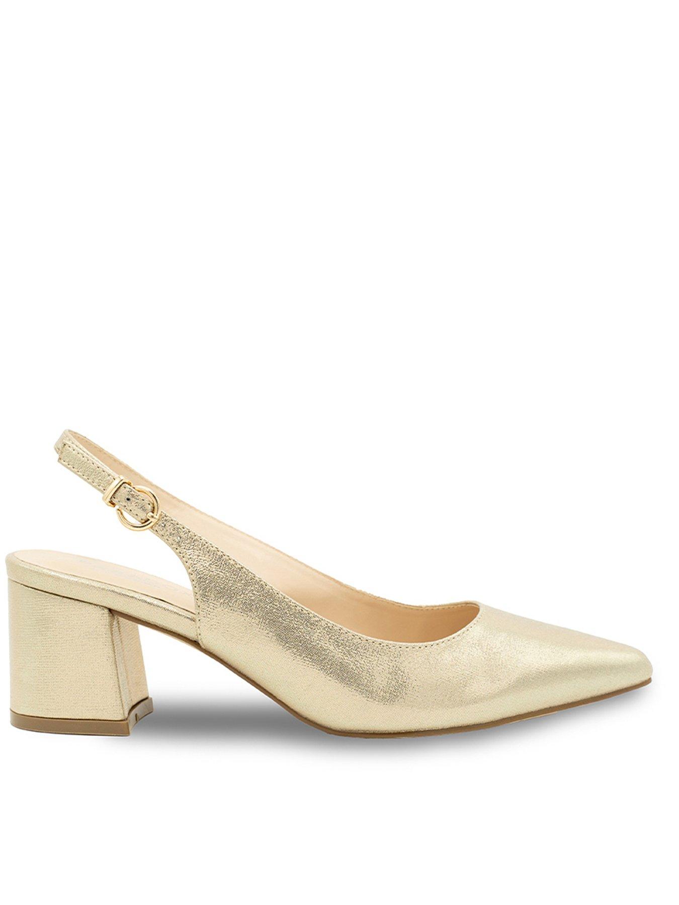 Paradox London Flynn Wide Fit Sling Back Heel - Champagne