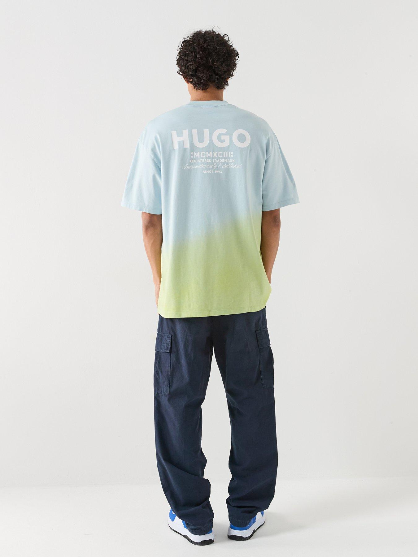 Image 2 of 6 of HUGO Nalono Ombre Loose Fit International Logo T-Shirt - Blue