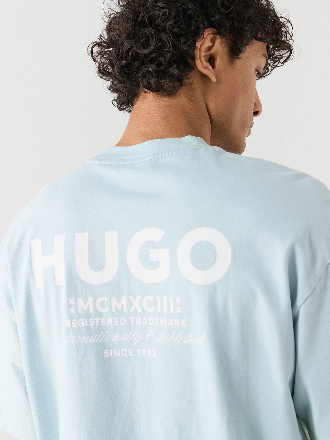 Image 4 of 6 of HUGO Nalono Ombre Loose Fit International Logo T-Shirt - Blue