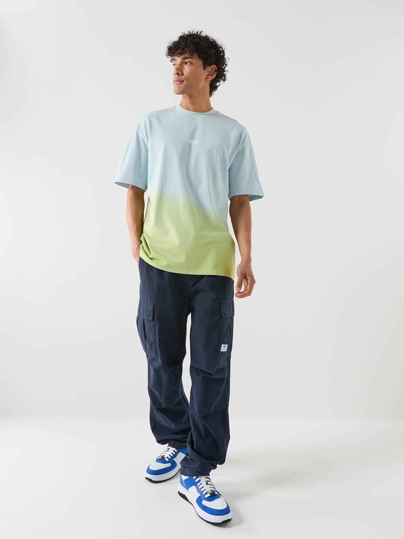 Image 5 of 6 of HUGO Nalono Ombre Loose Fit International Logo T-Shirt - Blue
