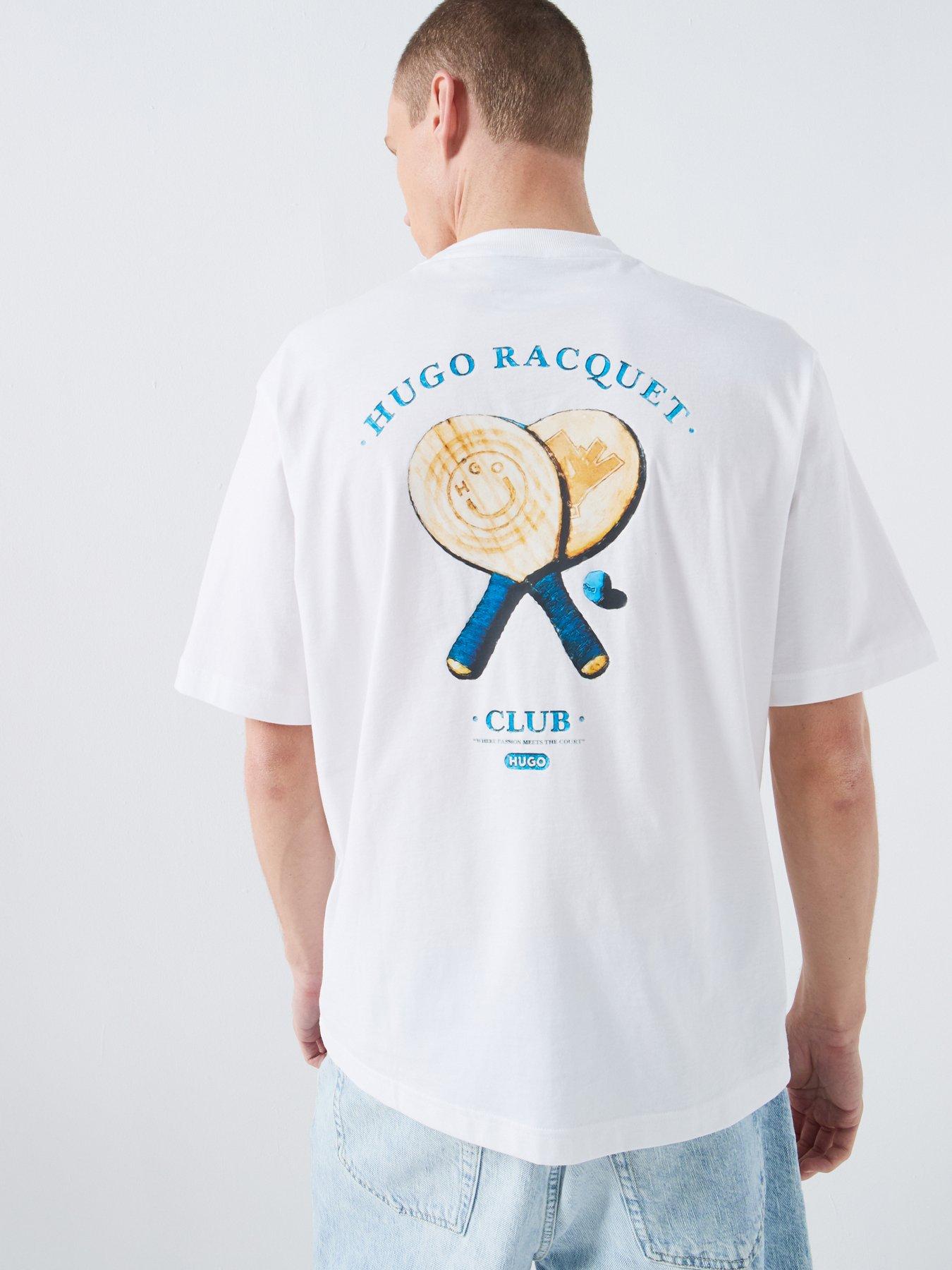 HUGO Cotton-Jersey T-shirt with Rear Printed Artwork - White