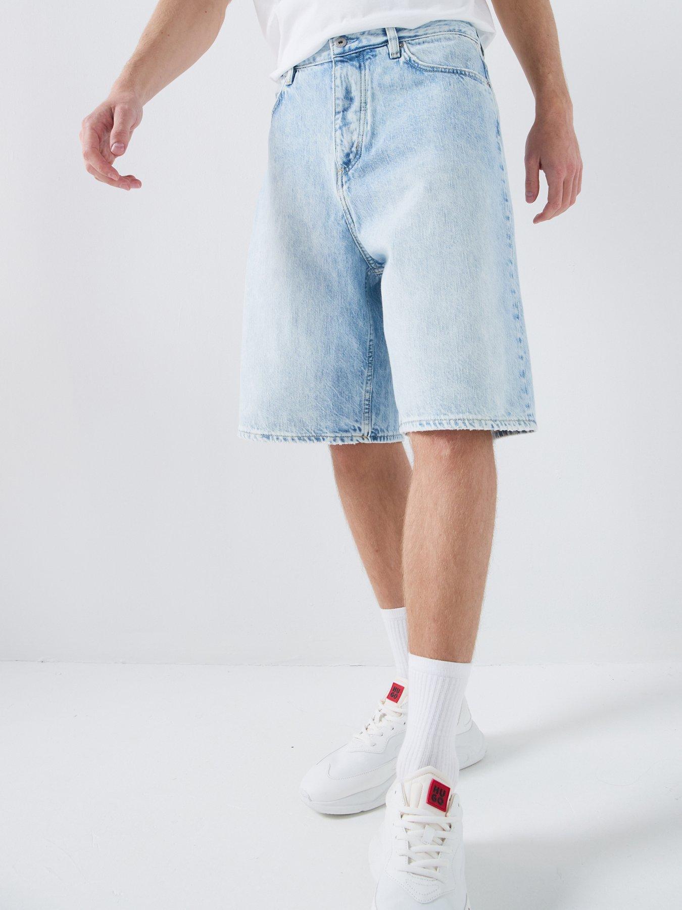 HUGO Mason Baggy Fit Denim Shorts - Blue