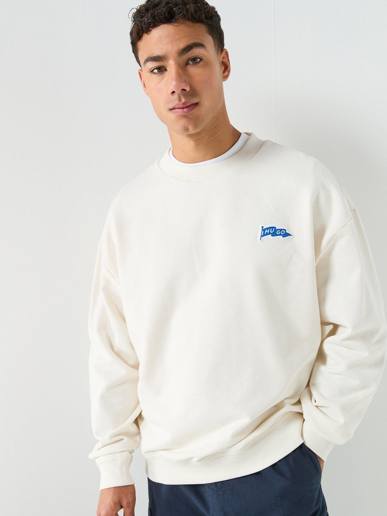 HUGO Hugo Blue Nohatoch Loose Fit Crew Sweatshirt - White