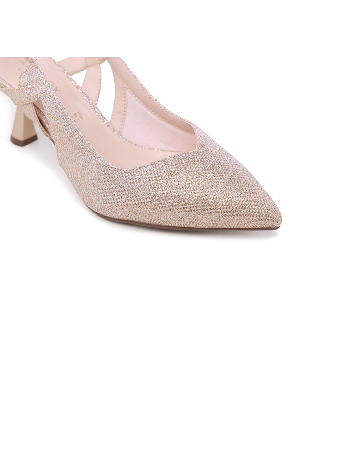 Image 7 of 7 of Paradox London Wide Fit Glamora Sparkle Court Heel - Champagne