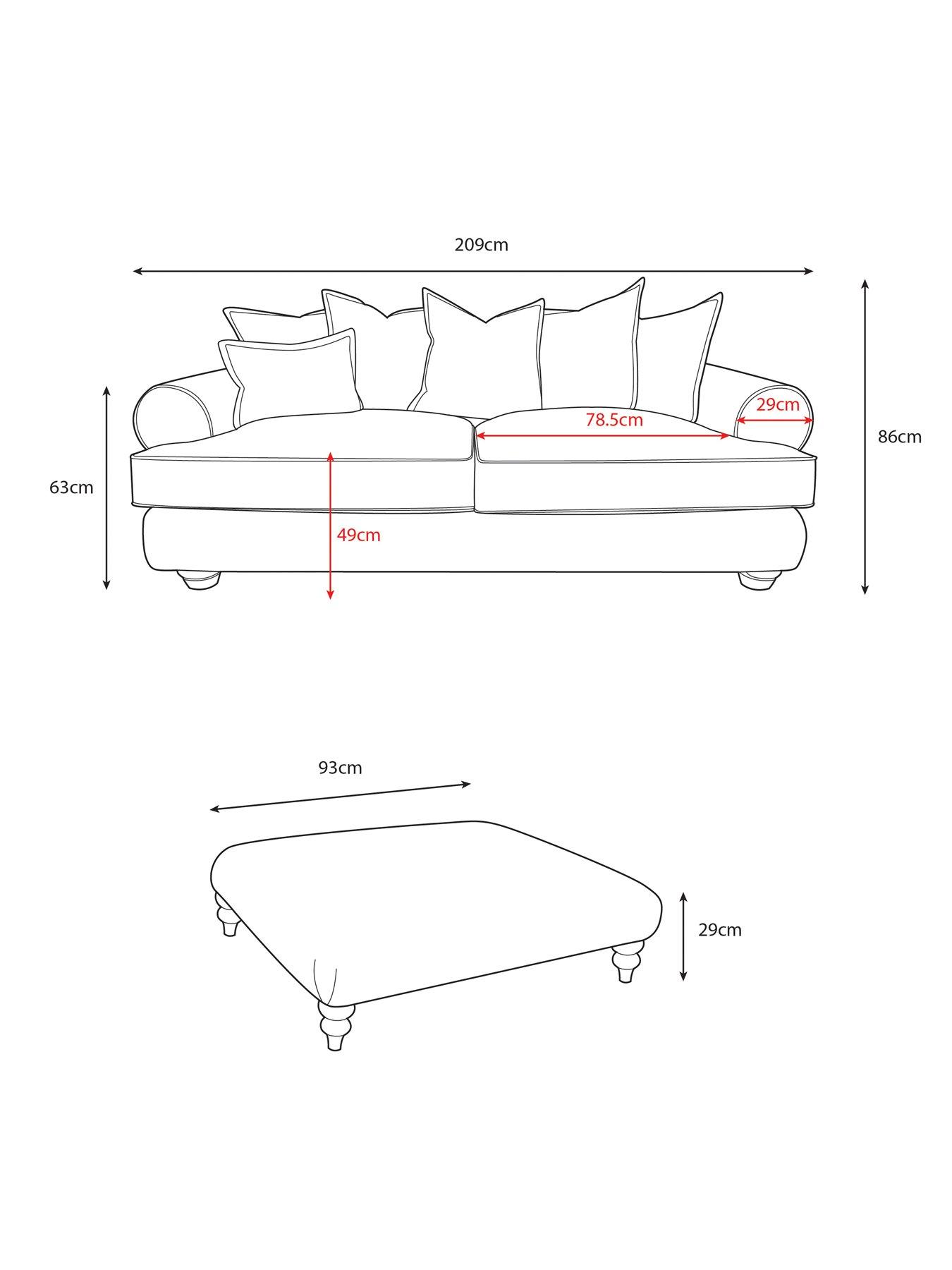Image 7 of 7 of The Very Collection Broadway 3 Seater Fabric Sofa + Footstool