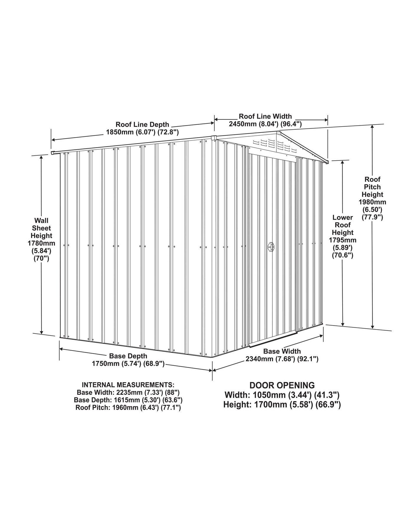Image 7 of 7 of Globel 8 x 6 Apex Grey Metal Shed