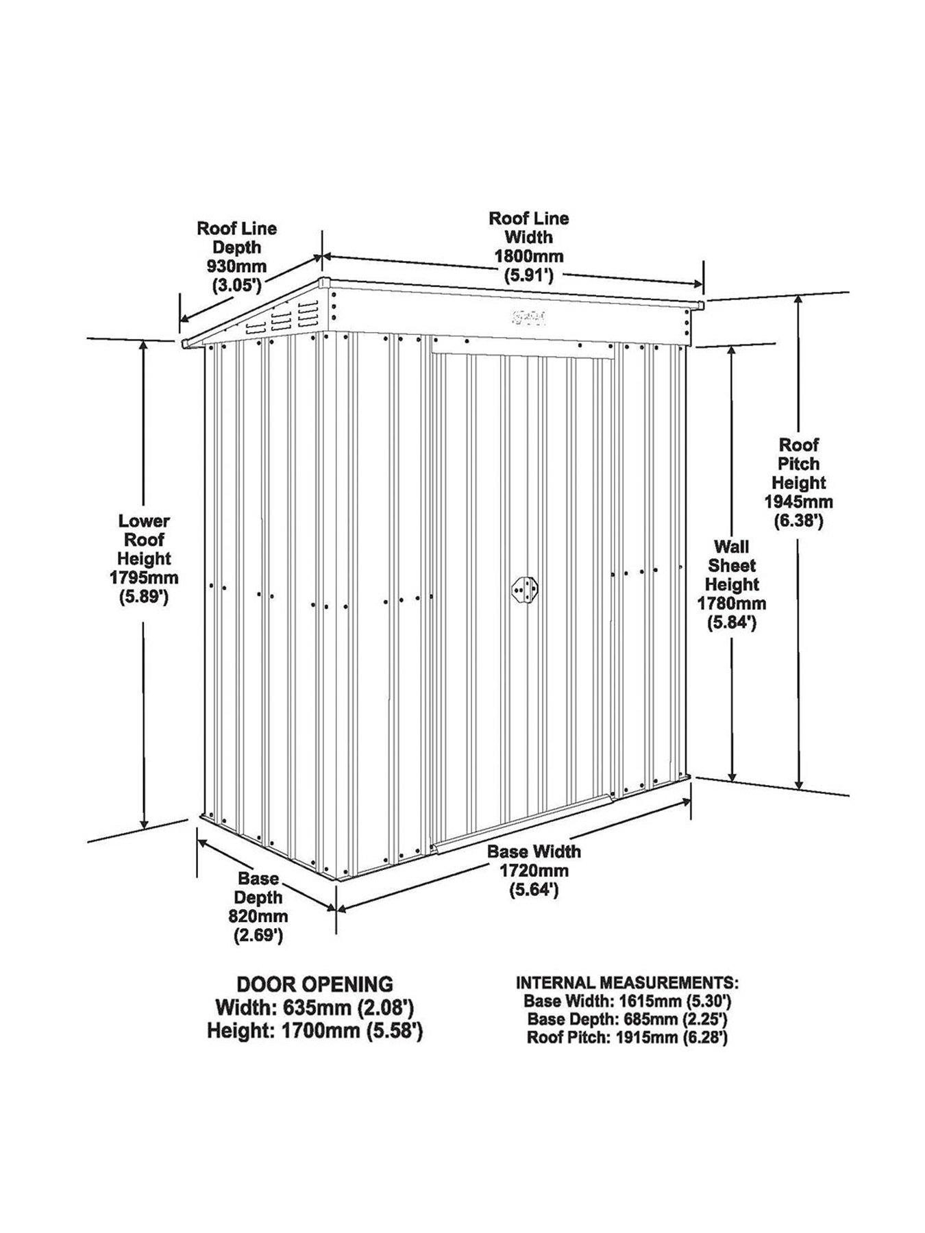 Image 4 of 4 of Globel 6 x 3 Pent Grey Metal Shed