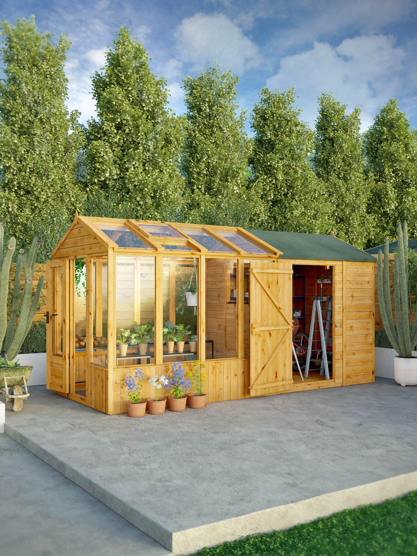 Image 1 of 7 of MERCIA 14 x 6 Woodsman Styrene Greenhouse/Shed Combi