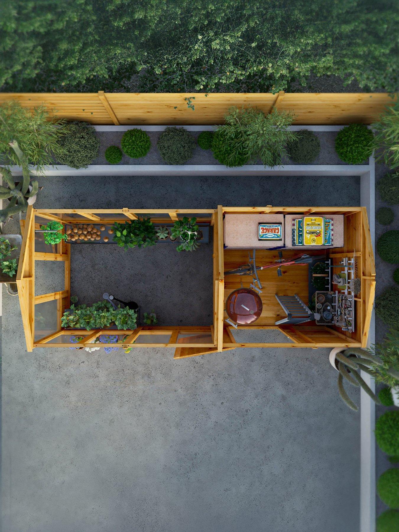 Image 3 of 7 of MERCIA 14 x 6 Woodsman Styrene Greenhouse/Shed Combi