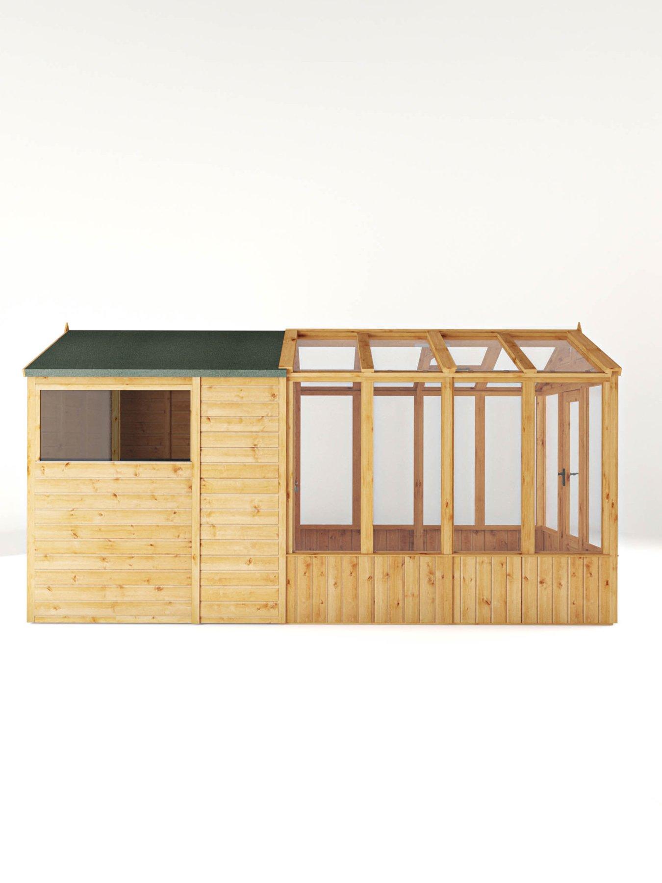 Image 4 of 7 of MERCIA 14 x 6 Woodsman Styrene Greenhouse/Shed Combi