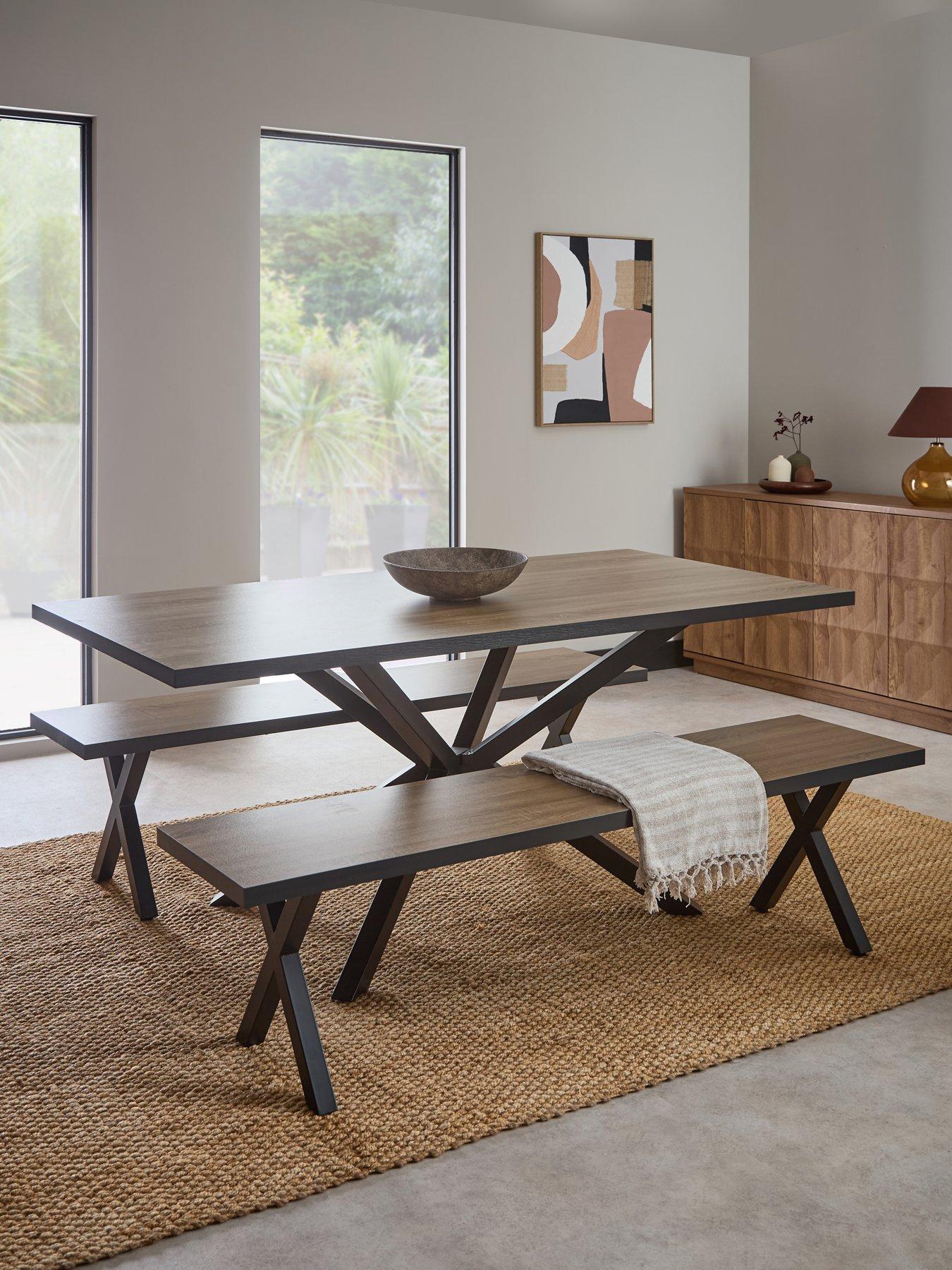  image of the-very-collection-oslo-180cm-rectangular-dining-table-2-benches