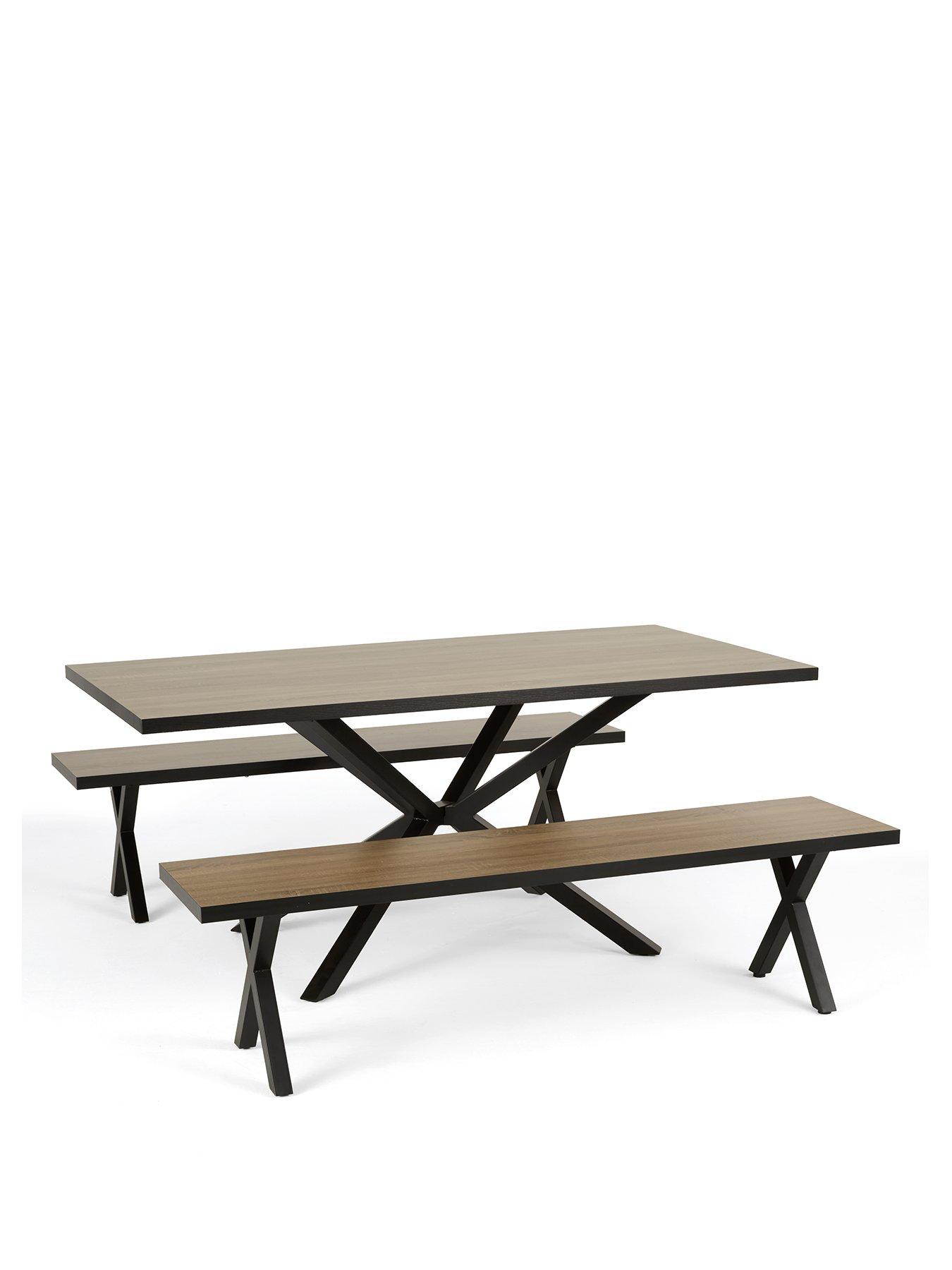  image of the-very-collection-oslo-180cm-rectangular-dining-table-2-benches