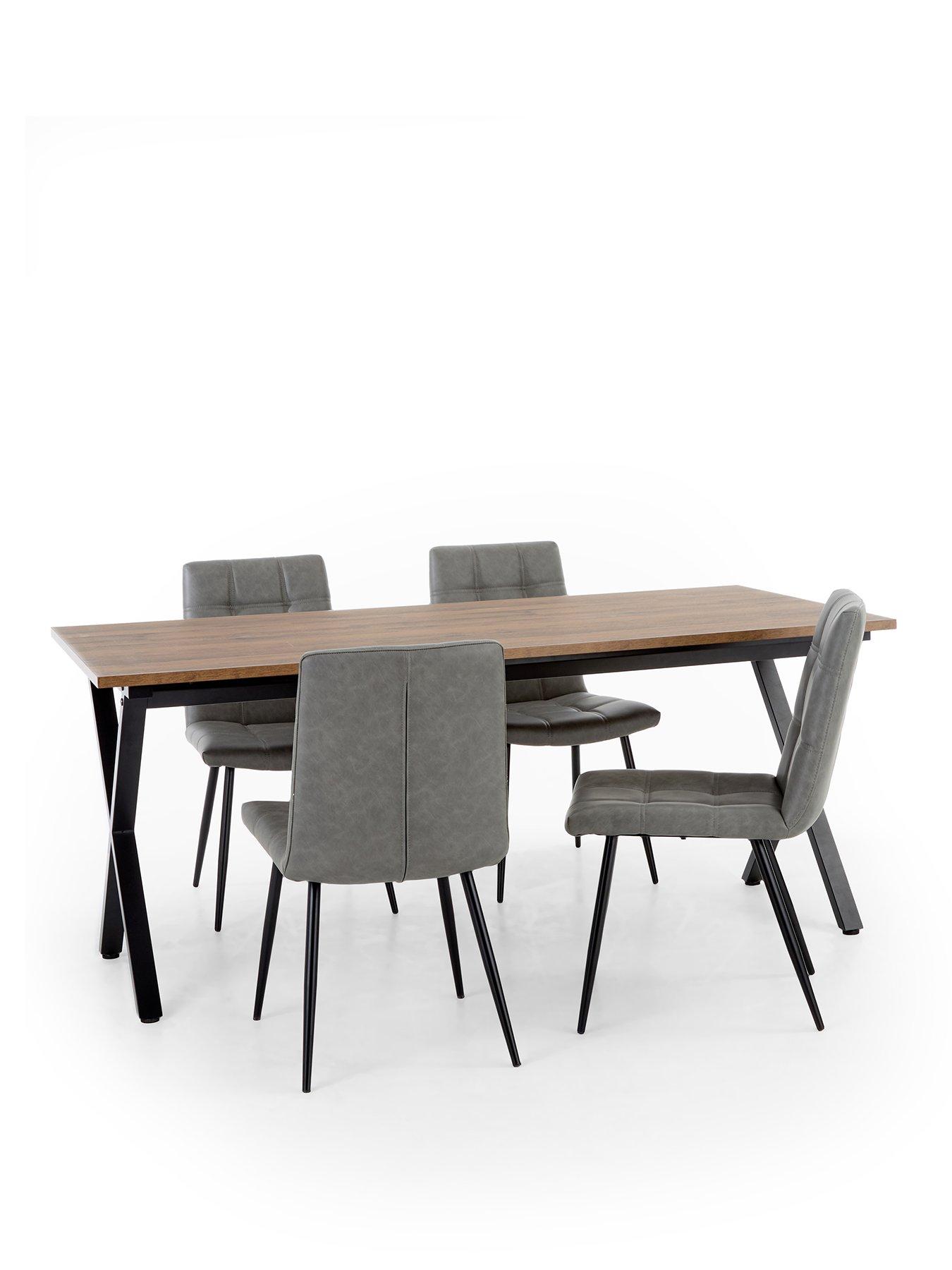 Image 2 of 6 of The Very Collection Harlem 180cm Mid Oak Dining Table &amp; 4 Harlem Grey Dining Chairs