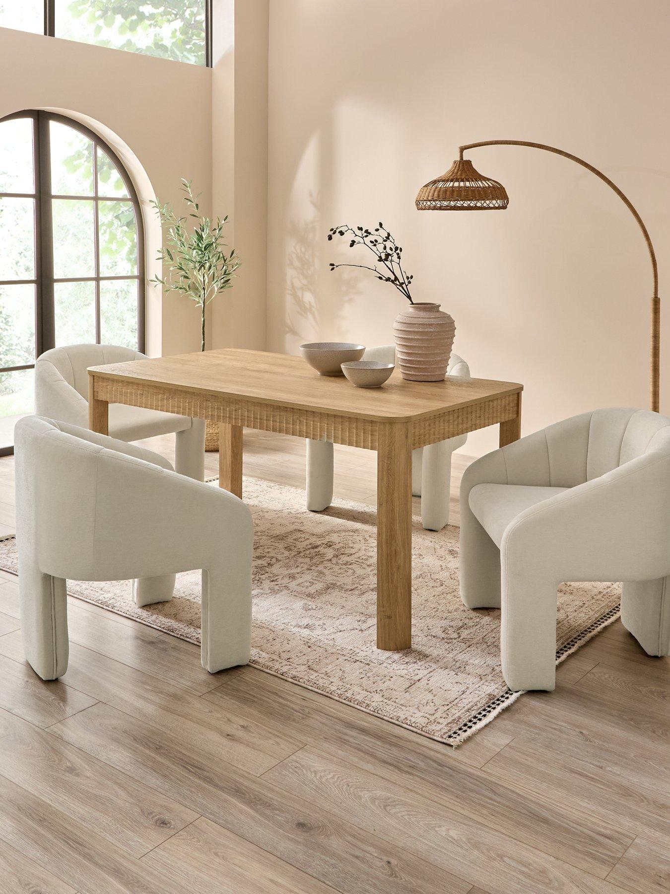 Michelle Keegan Home Sculpt 160cm Dining Table & 4 Nola Dining Chairs