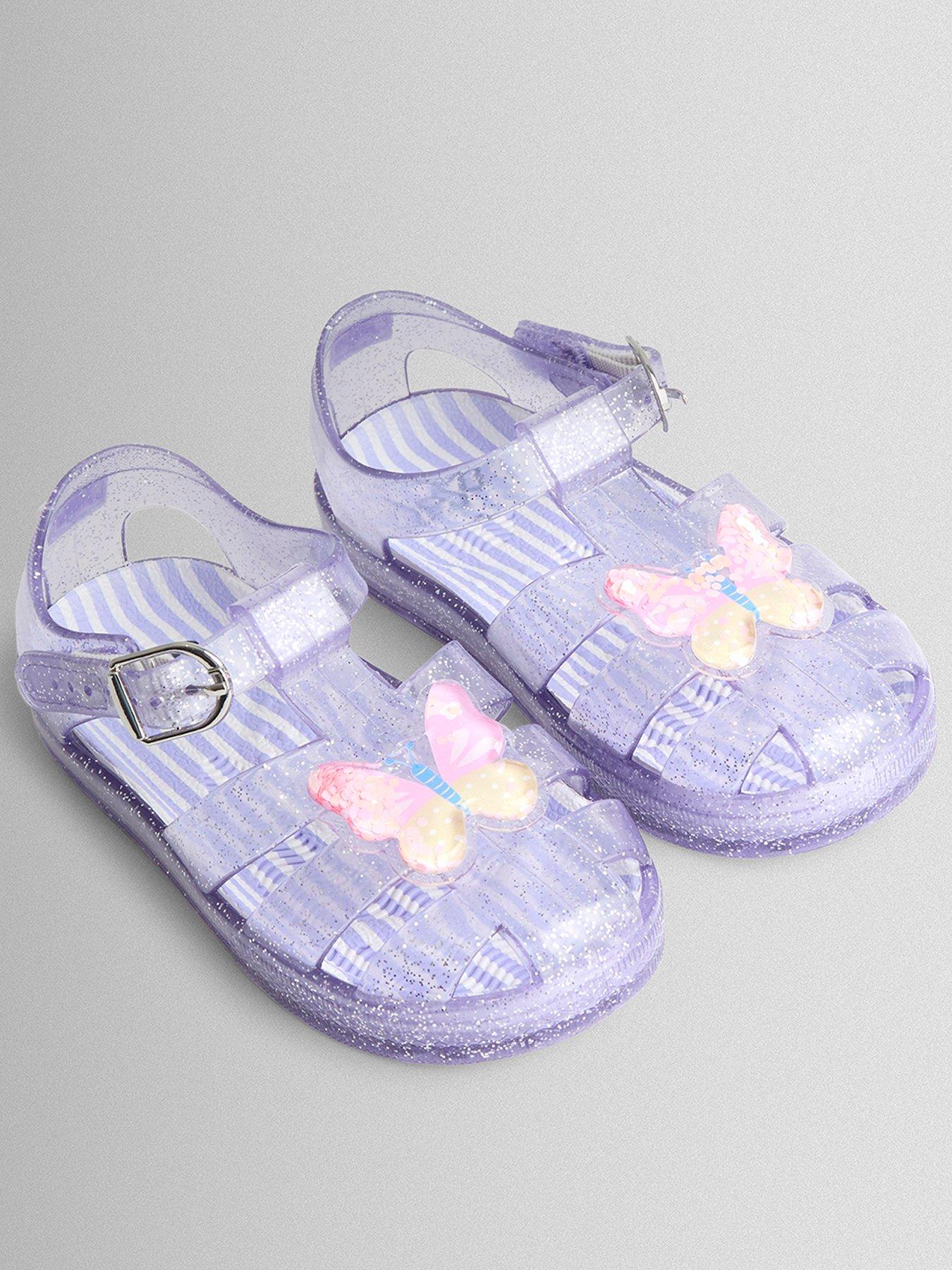 JoJo Maman Bebe Toddler Girls Butterfly Jelly Sandals - Purple