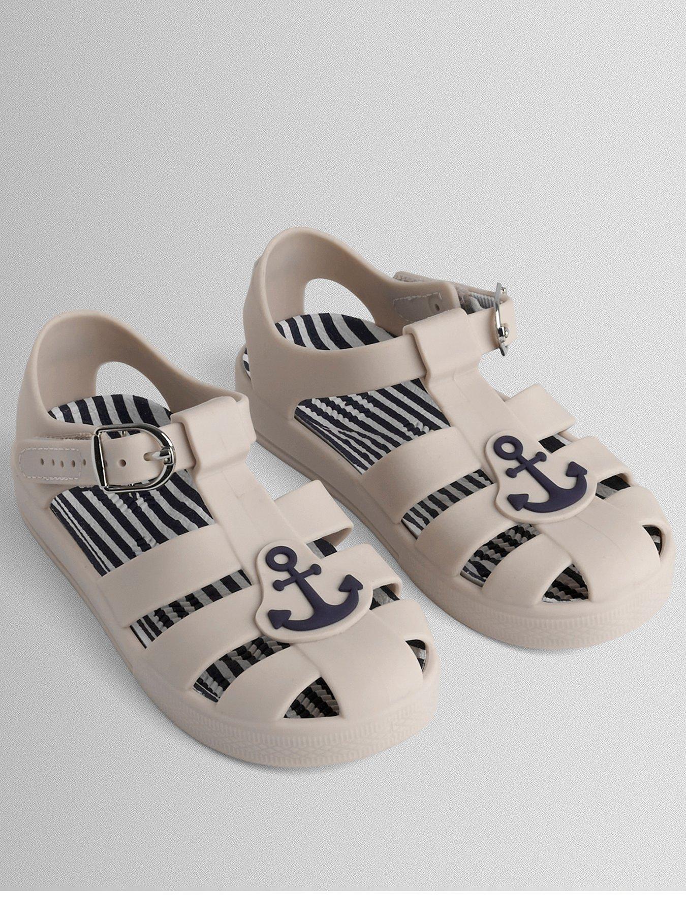 JoJo Maman Bebe Toddler Boys Anchor Jelly Sandals - Beige