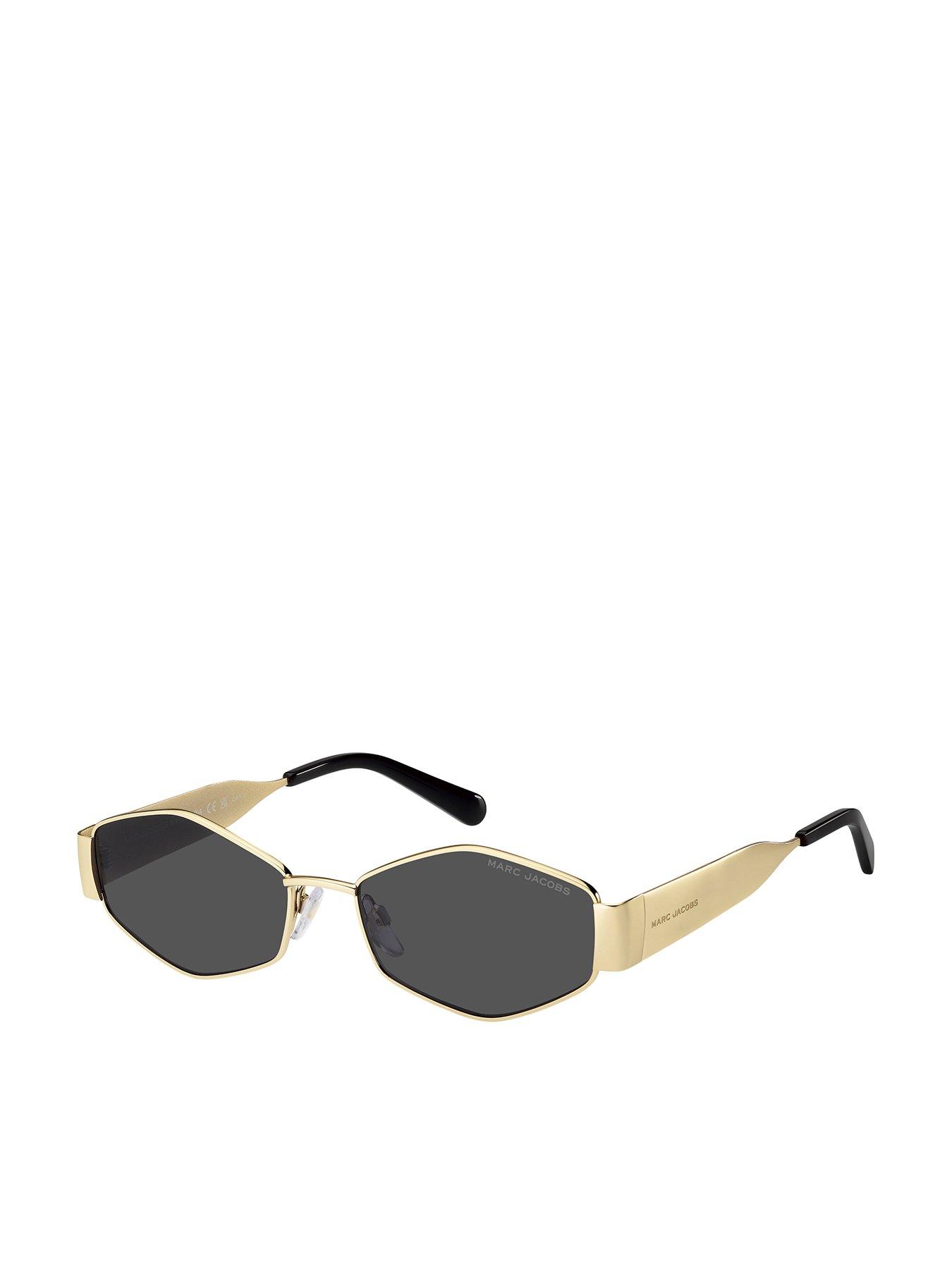 front image of marc-jacobs-marc-496shiny-womens-hexagonal-metal-frame-sunglasses