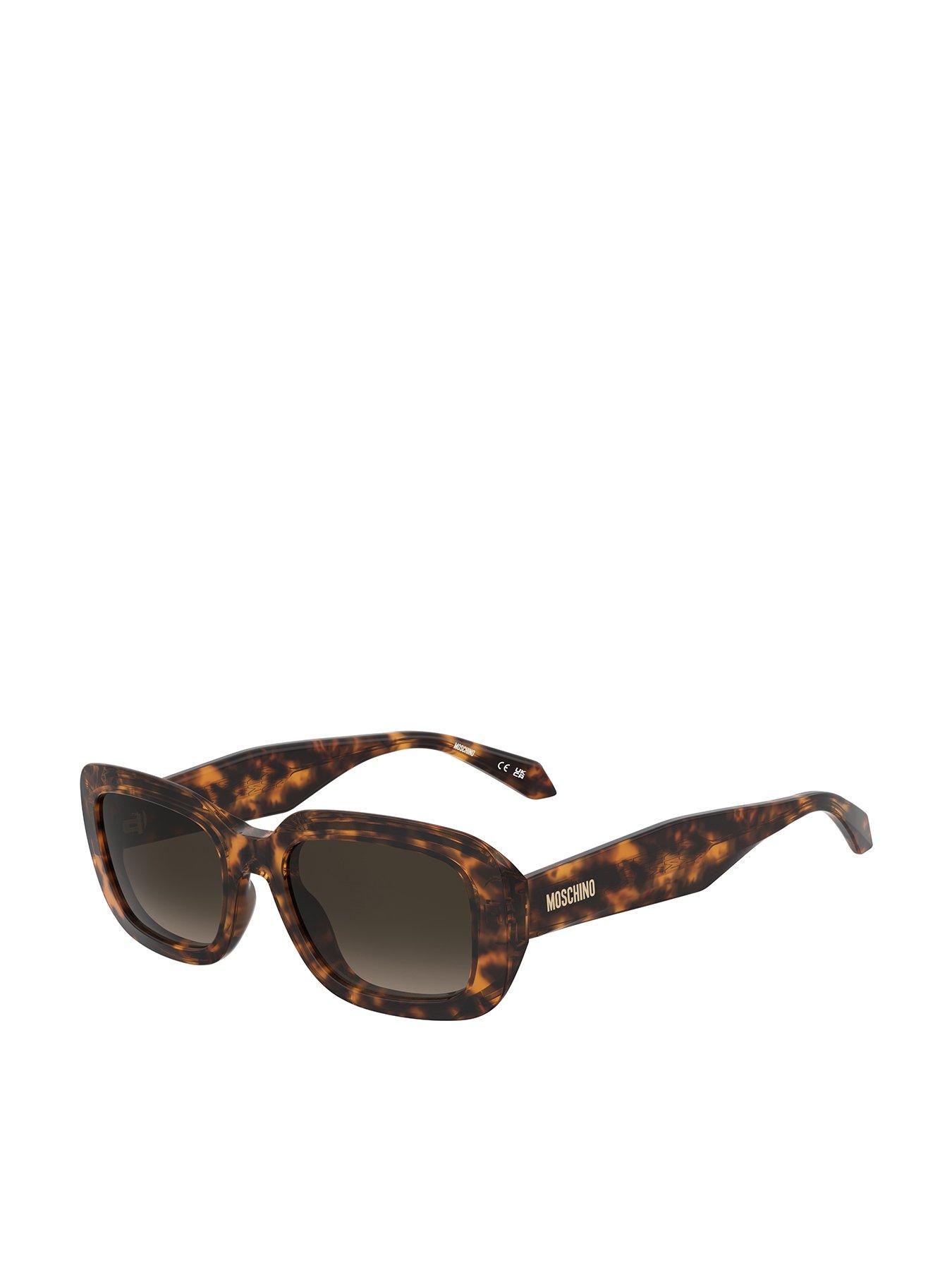  image of moschino-round-thick-frame-sunglasses--dark-havana