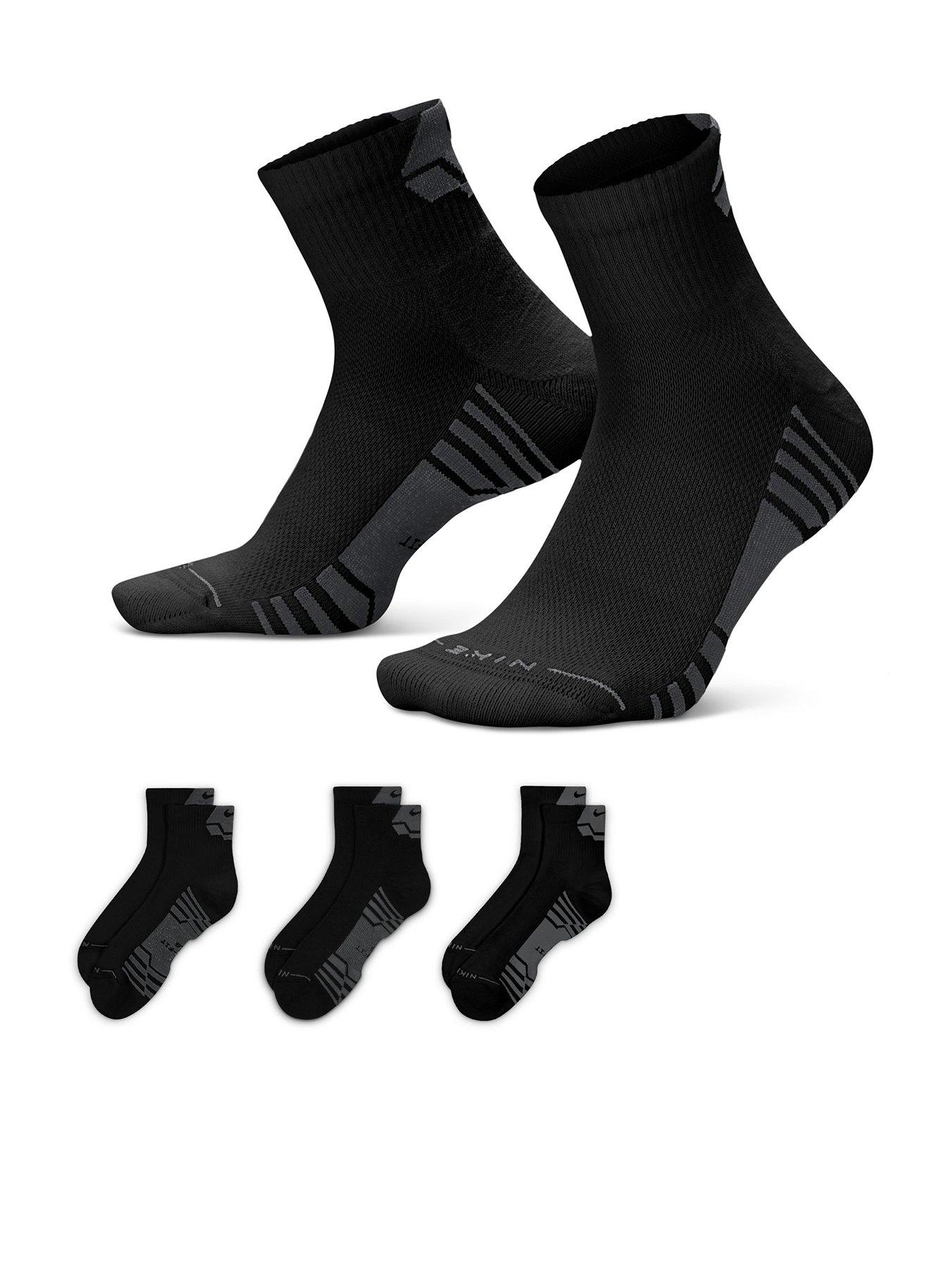 Nike Mens Training Ed Elevated Ankle Sport Socks (3 Pair) - Black